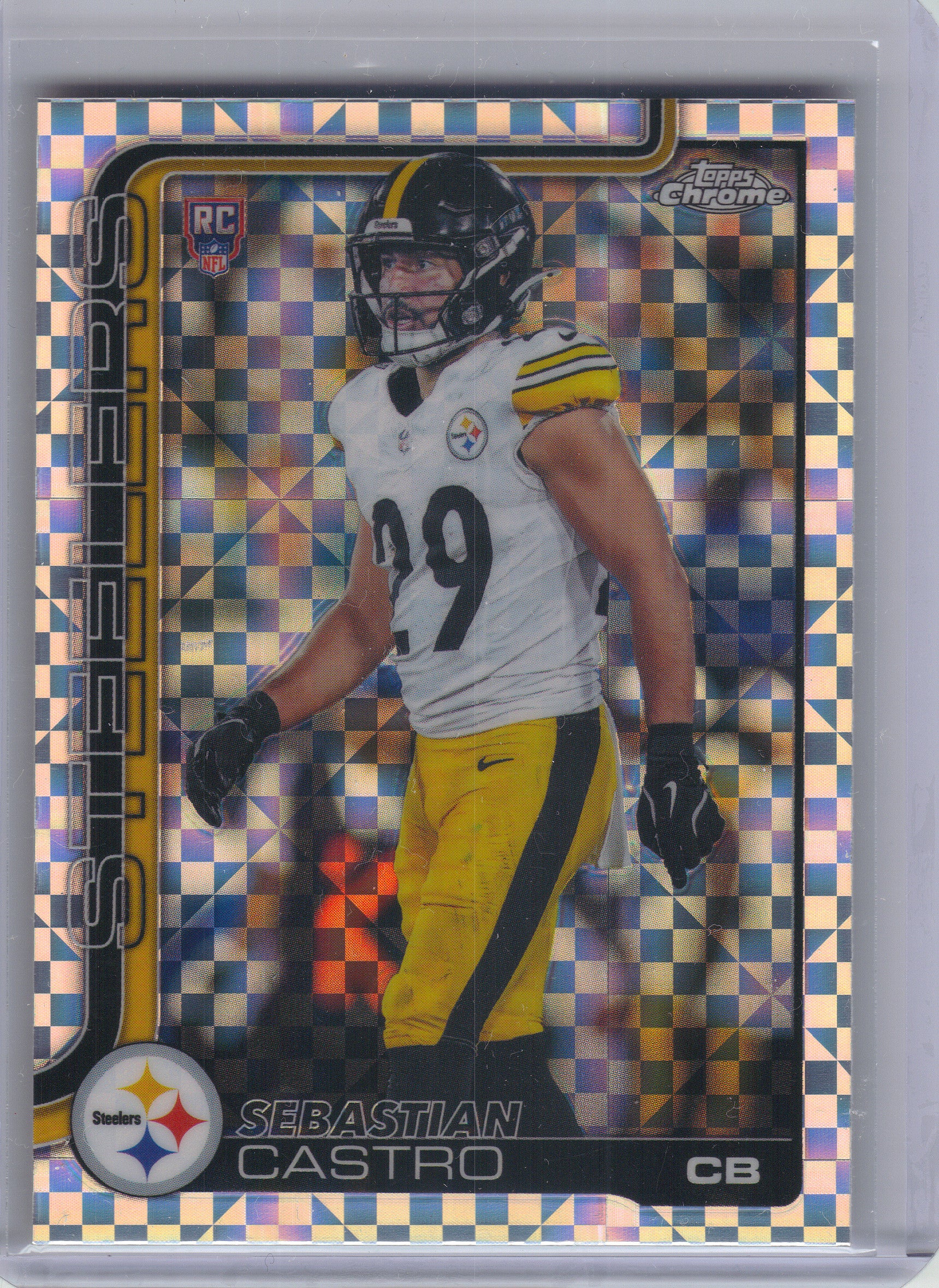 2025 Topps Chrome #370 Sebastian Castro X-Fractor Pittsburgh Steelers RC