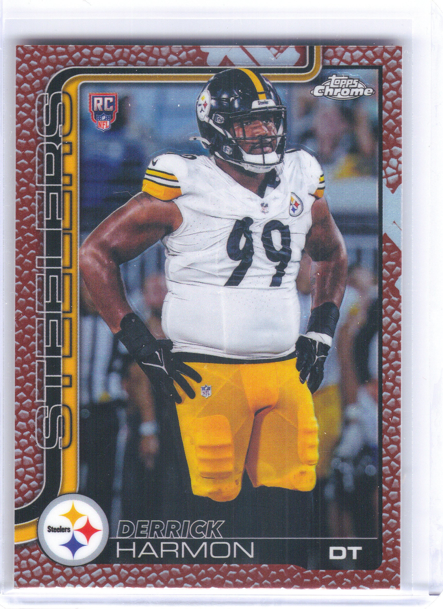 2025 Topps Chrome #361 Derrick Harmon Football Leather Refractor Pittsburgh Steelers RC