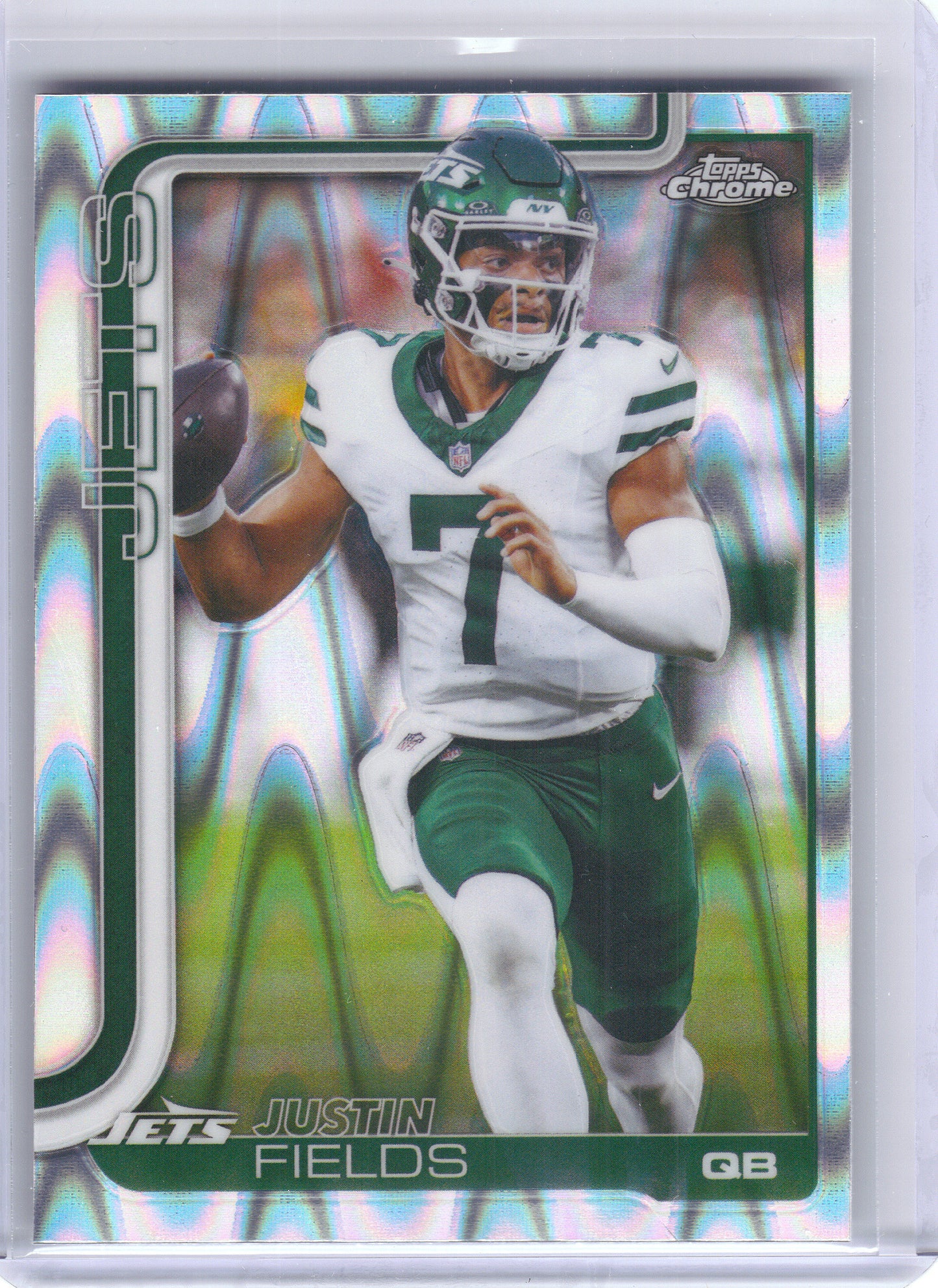 2025 Topps Chrome #237 Justin Fields Ray Wave Refractor New York Jets