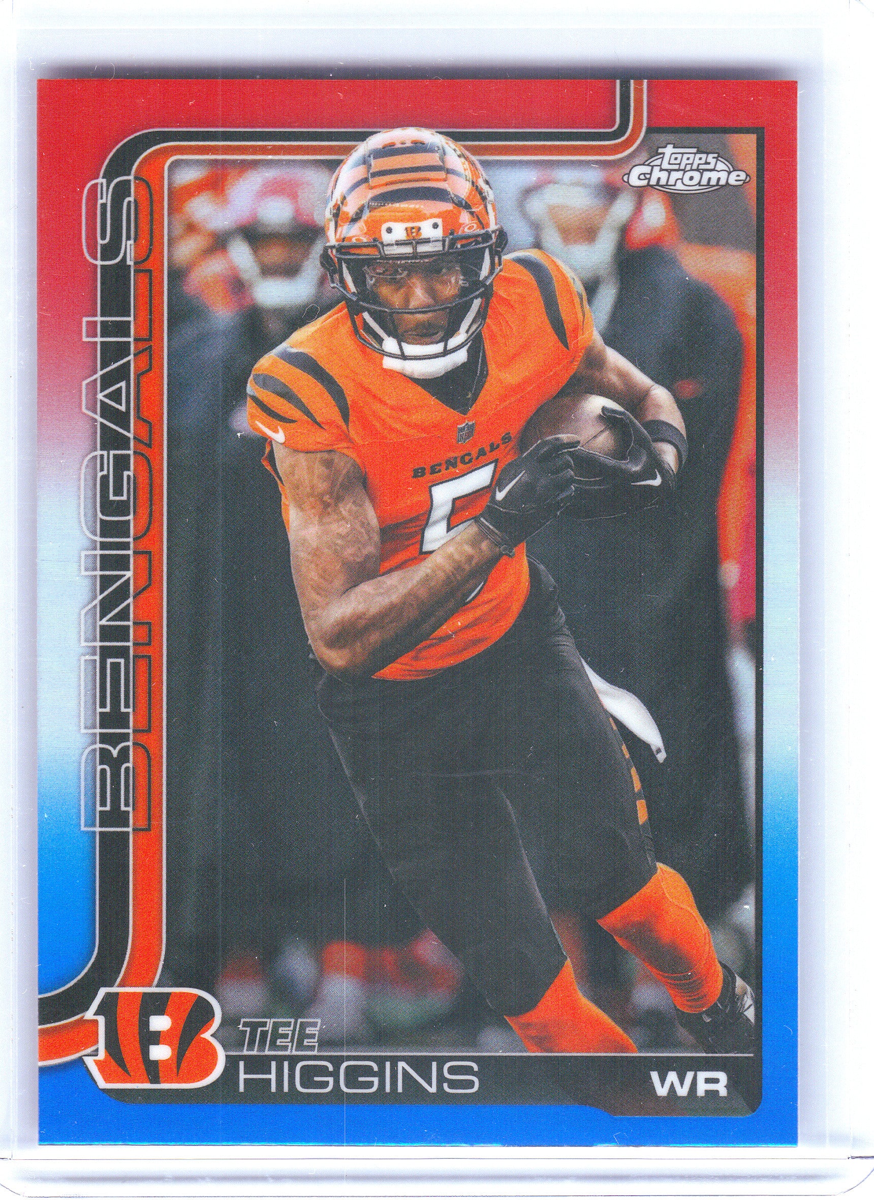 2025 Topps Chrome #59 Tee Higgins Red White and Blue Refractor Cincinnati Bengals