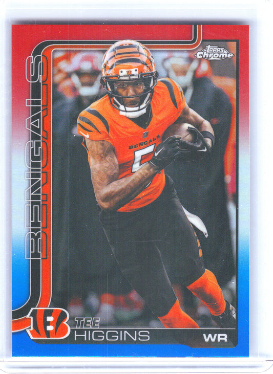 2025 Topps Chrome #59 Tee Higgins Red White and Blue Refractor Cincinnati Bengals