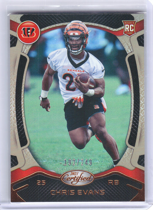 2021 Panini Certified #182 Chris Evans Mirror Bronze #/249 Cincinnati Bengals SN,RC