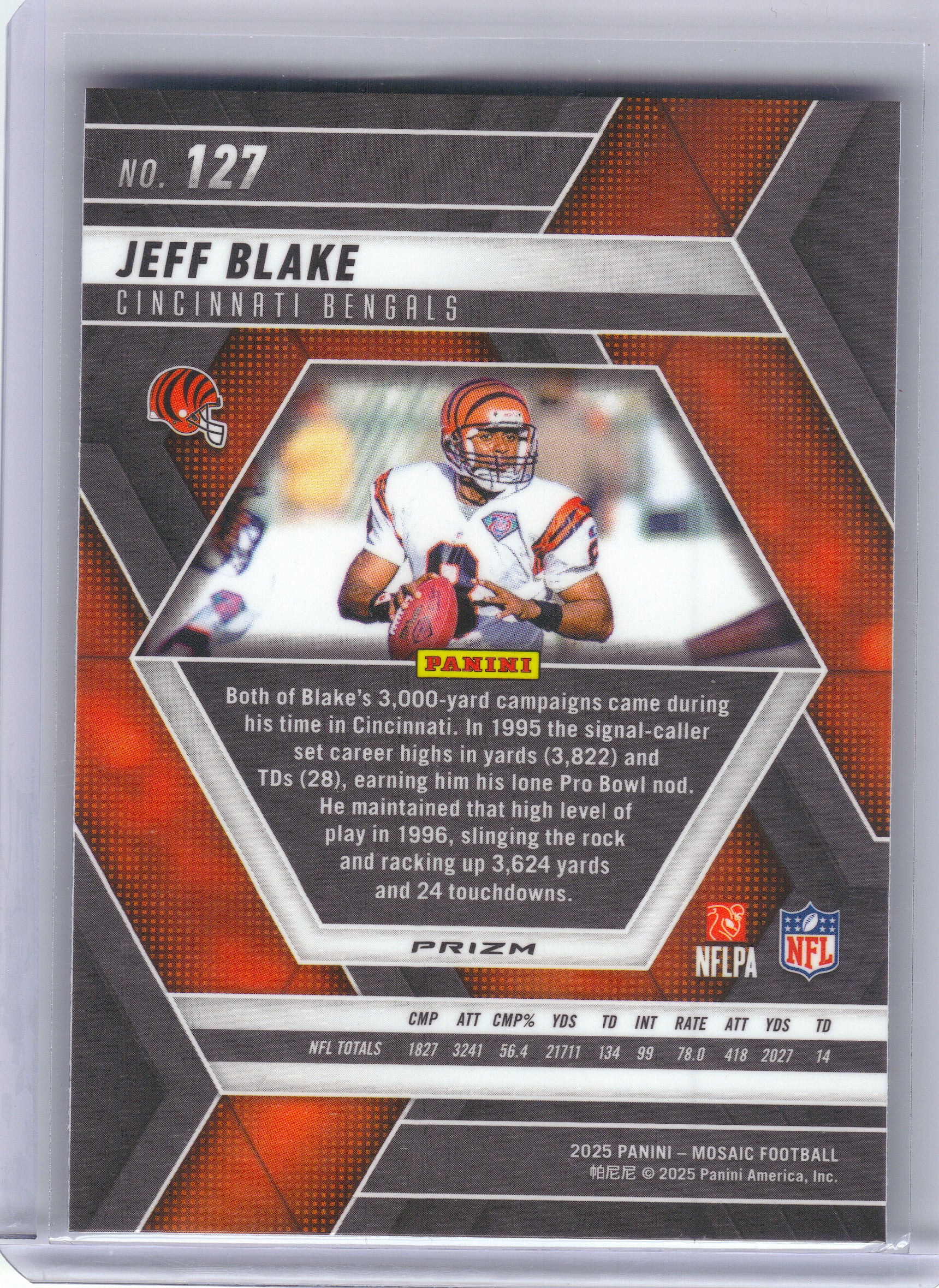 2025 Panini Mosaic #127 Jeff Blake Mosaic Green Cincinnati Bengals