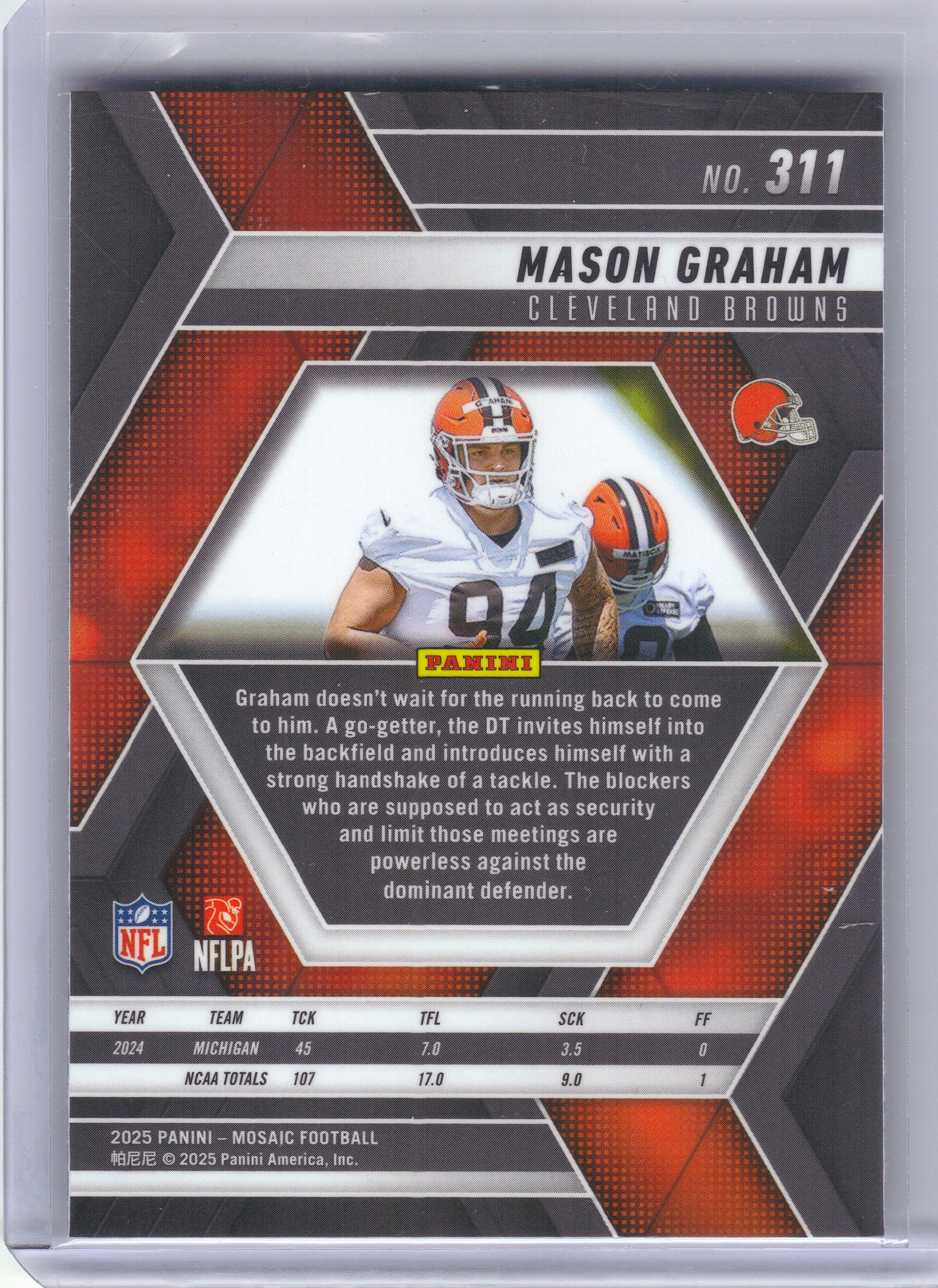 2025 Panini Mosaic #311 Mason Graham Cleveland Browns RC