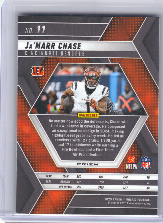 2025 Panini Mosaic #11 Ja'Marr Chase Mosaic Green Cincinnati Bengals