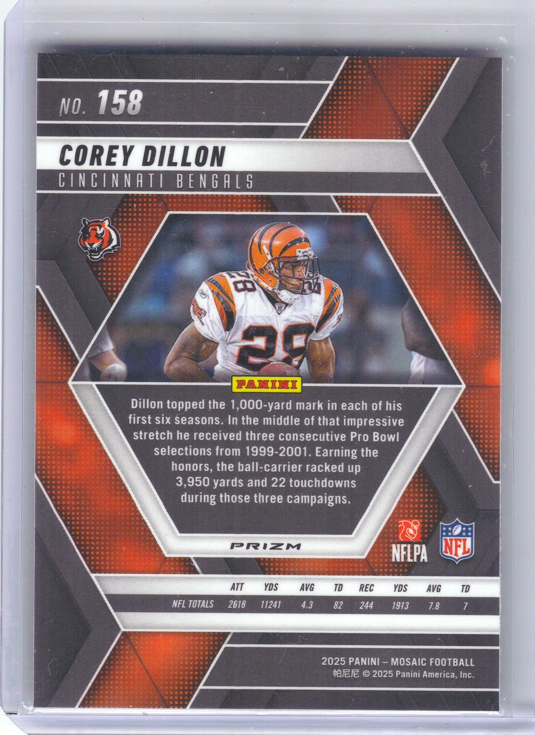2025 Panini Mosaic #158 Corey Dillon Mosaic Camo Pink Cincinnati Bengals