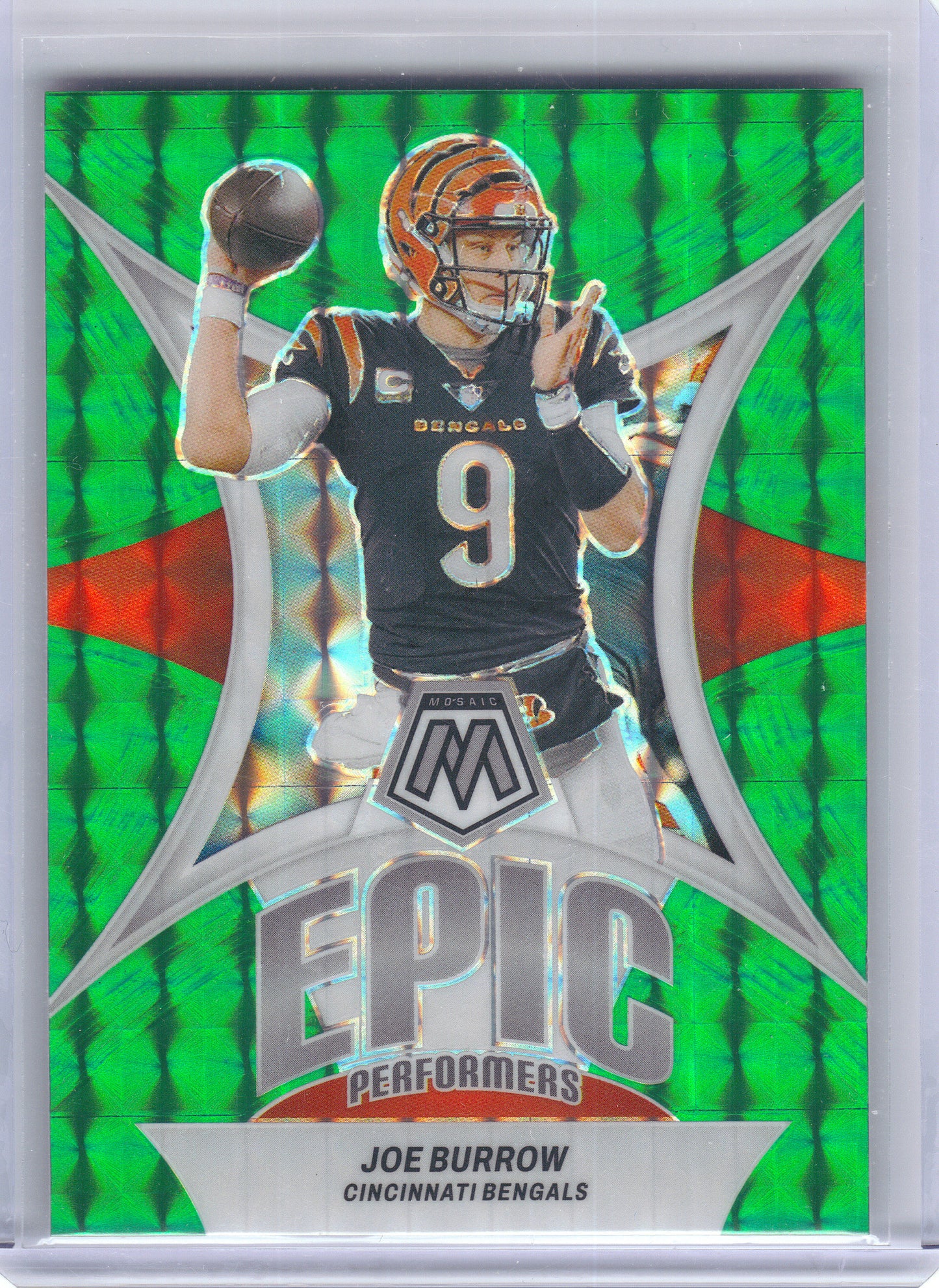 2024 Panini Mosaic #EP-JB Joe Burrow Epic Performers Mosaic Green Cincinnati Bengals