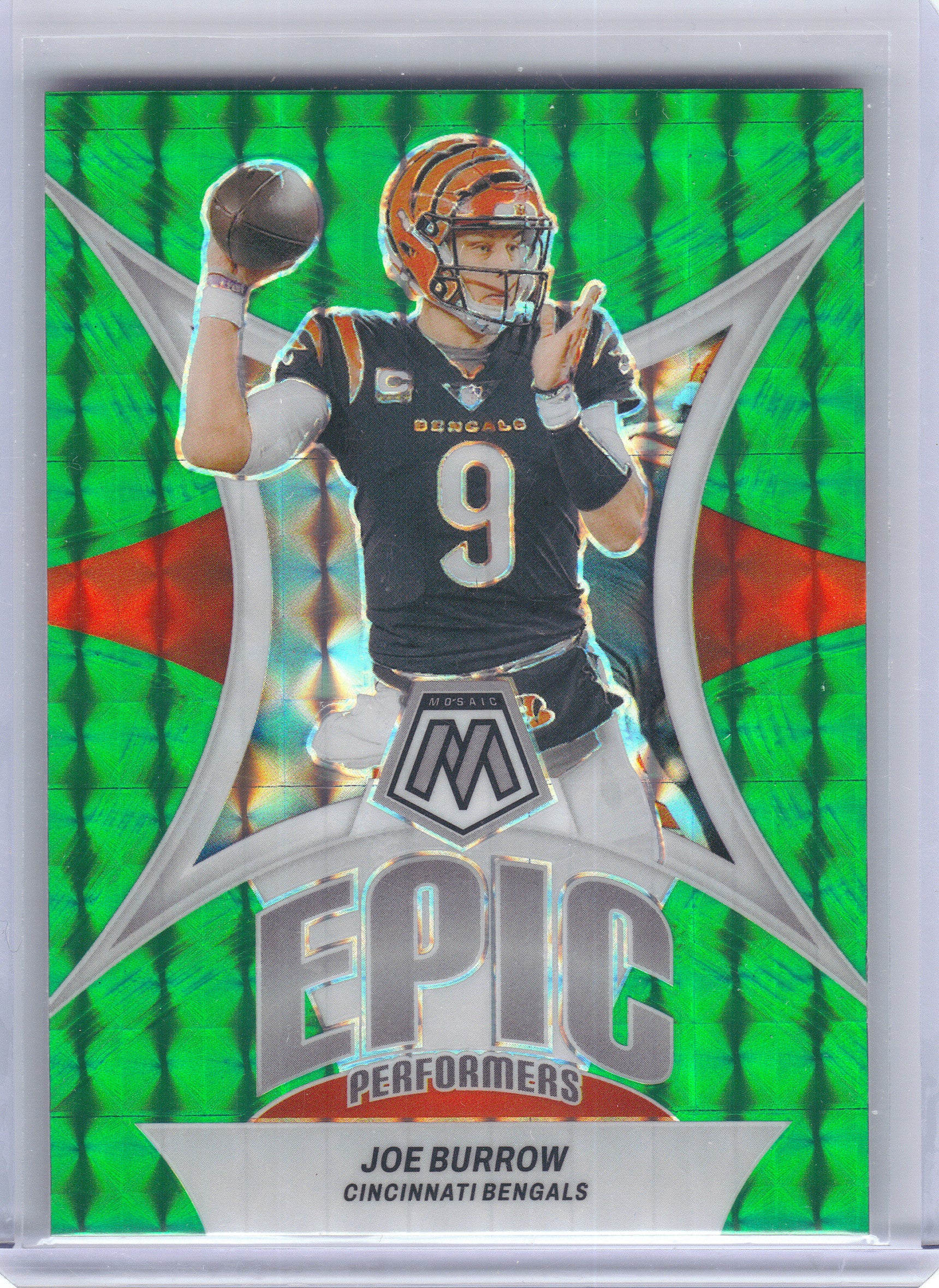 2024 Panini Mosaic #EP-JB Joe Burrow Epic Performers Mosaic Green Cincinnati Bengals