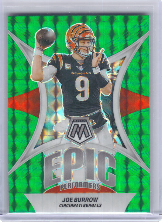 2024 Panini Mosaic #EP-JB Joe Burrow Epic Performers Mosaic Green Cincinnati Bengals