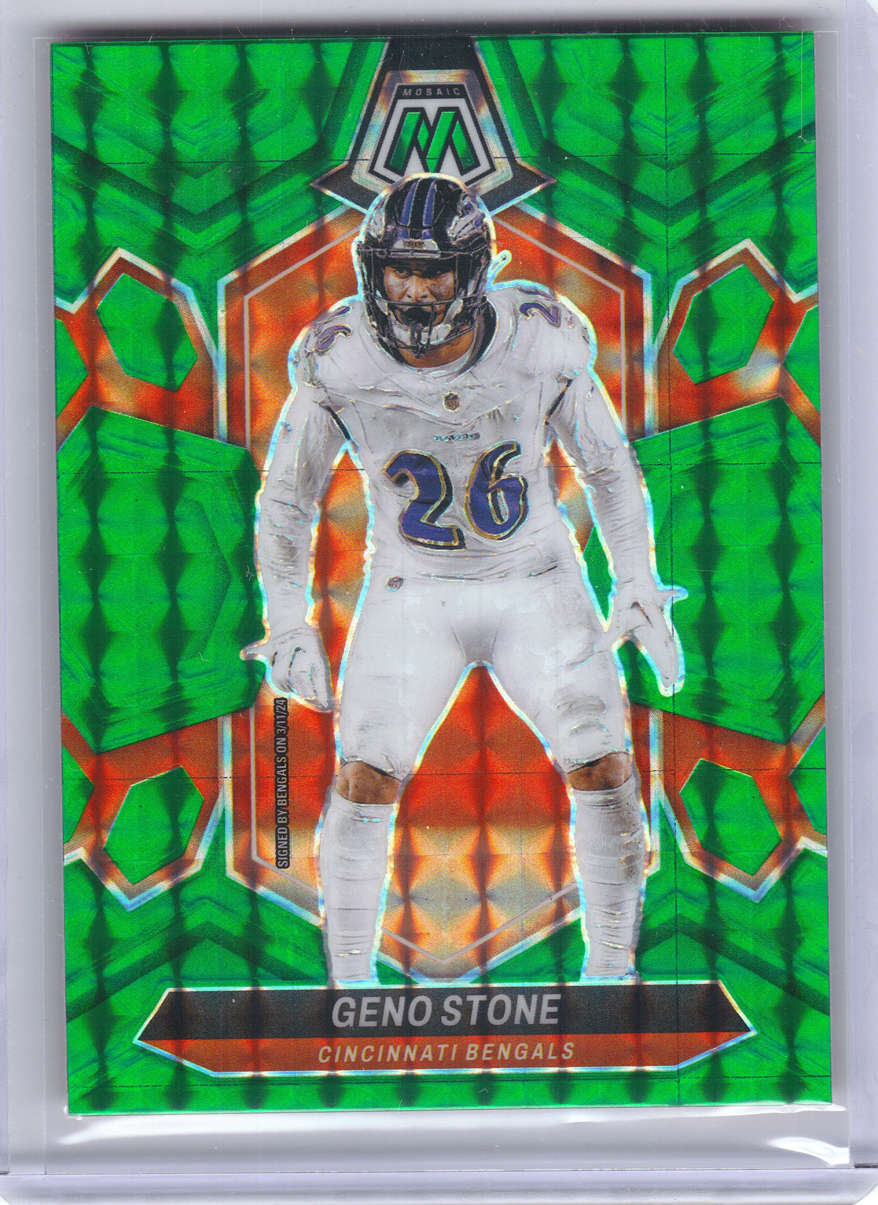 2024 Panini Mosaic #49 Geno Stone Mosaic Green Cincinnati Bengals