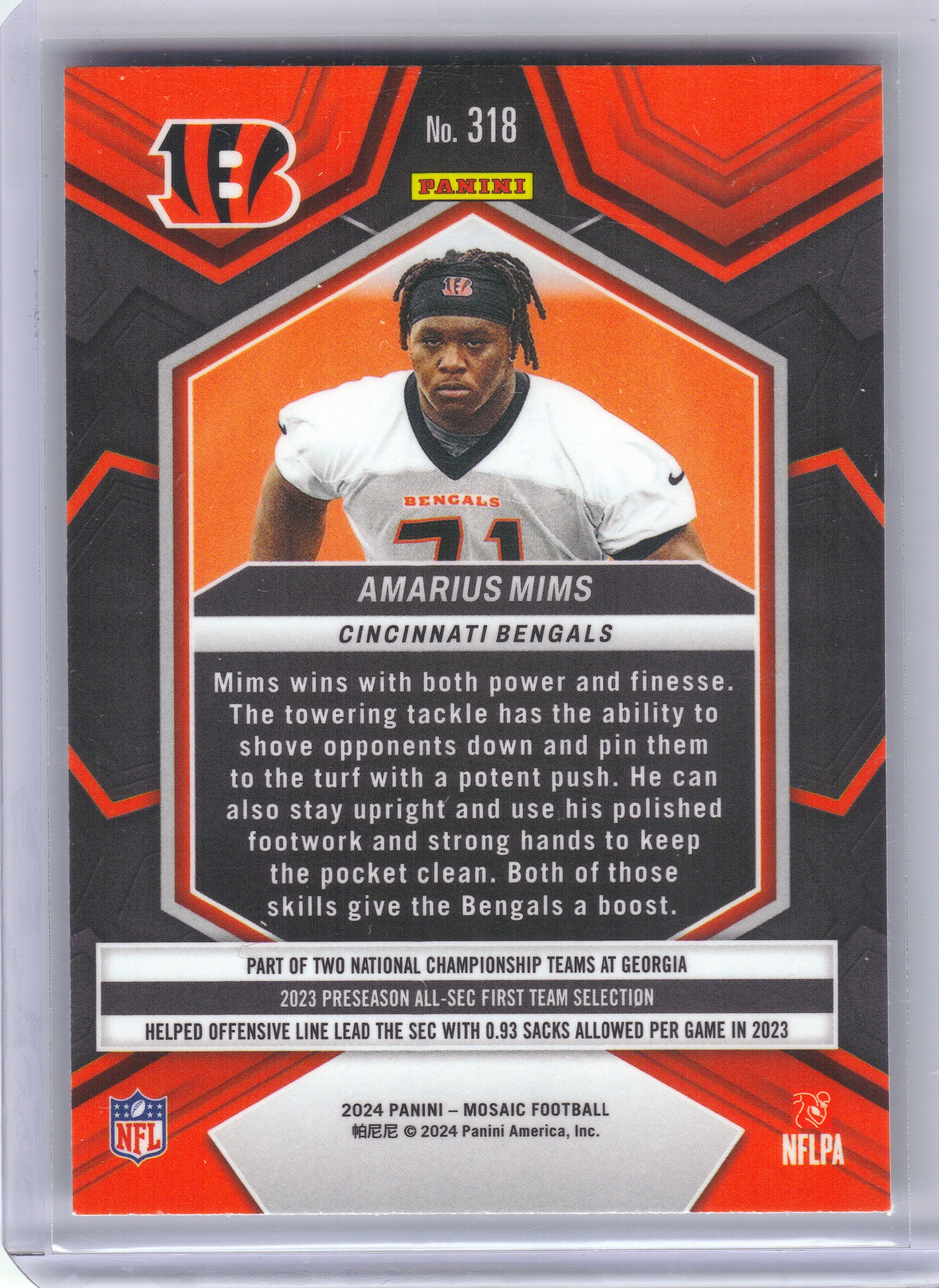 2024 Panini Mosaic #318 Amarius Mims Cincinnati Bengals RC