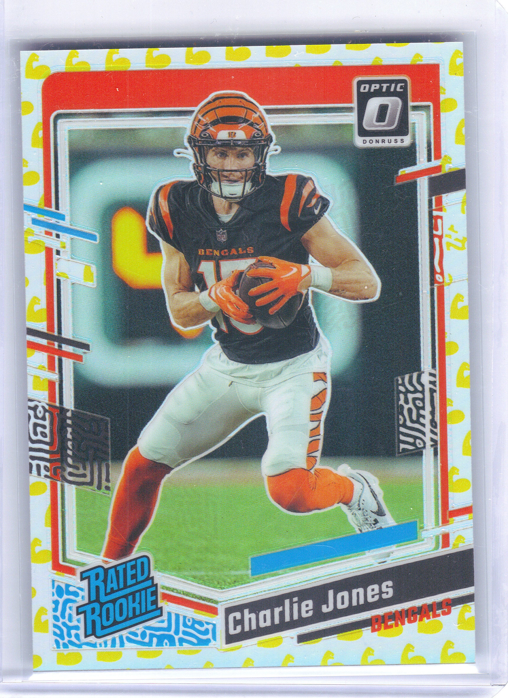 2023 Donruss Optic #223 Charlie Jones Flex #/149 Cincinnati Bengals SN,RC
