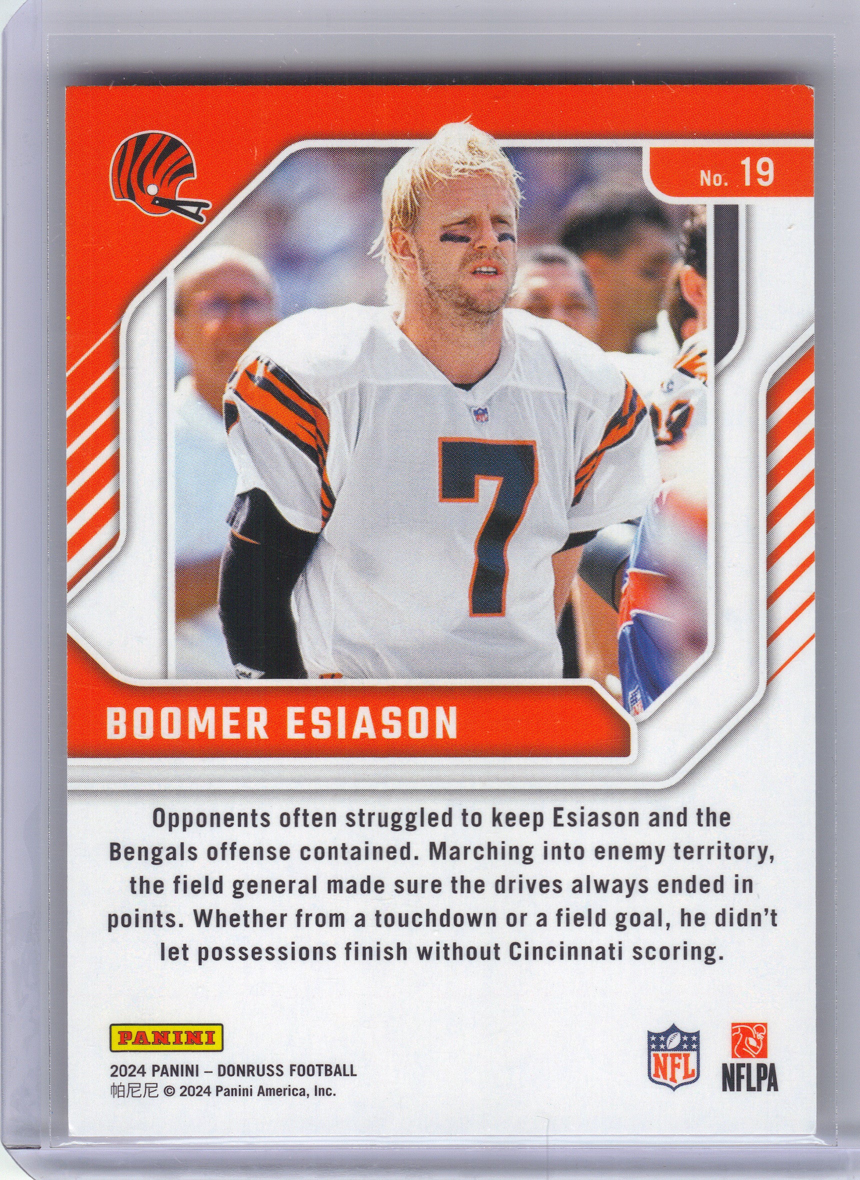 2024 Donruss #19 Boomer Esiason Legend Series Cincinnati Bengals