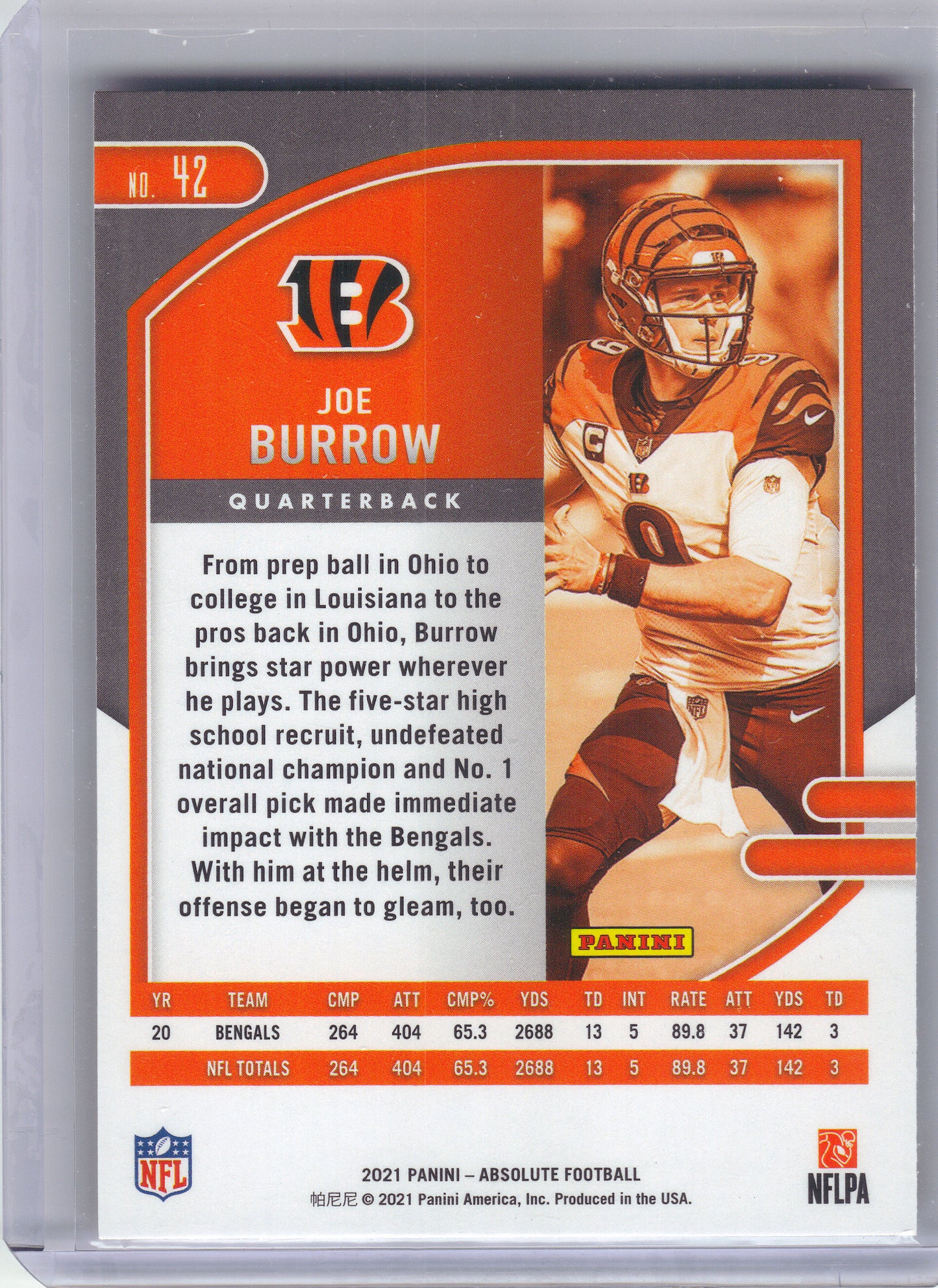 2021 Panini Absolute #42 Joe Burrow Retail Cincinnati Bengals