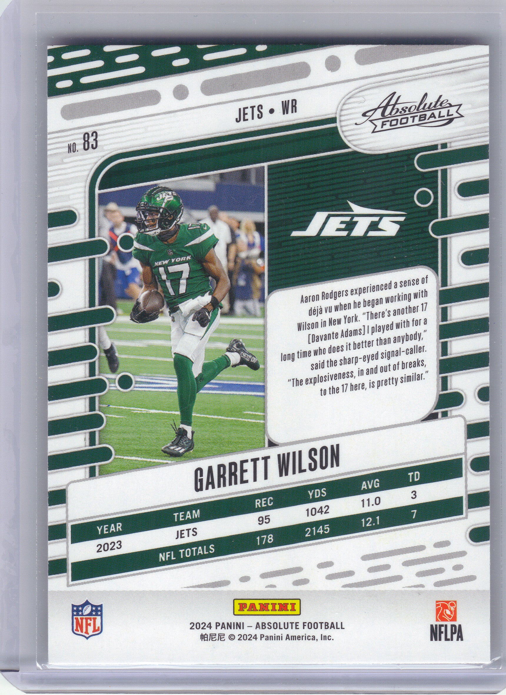 2024 Panini Absolute #84 Breece Hall Red and Blue New York Jets