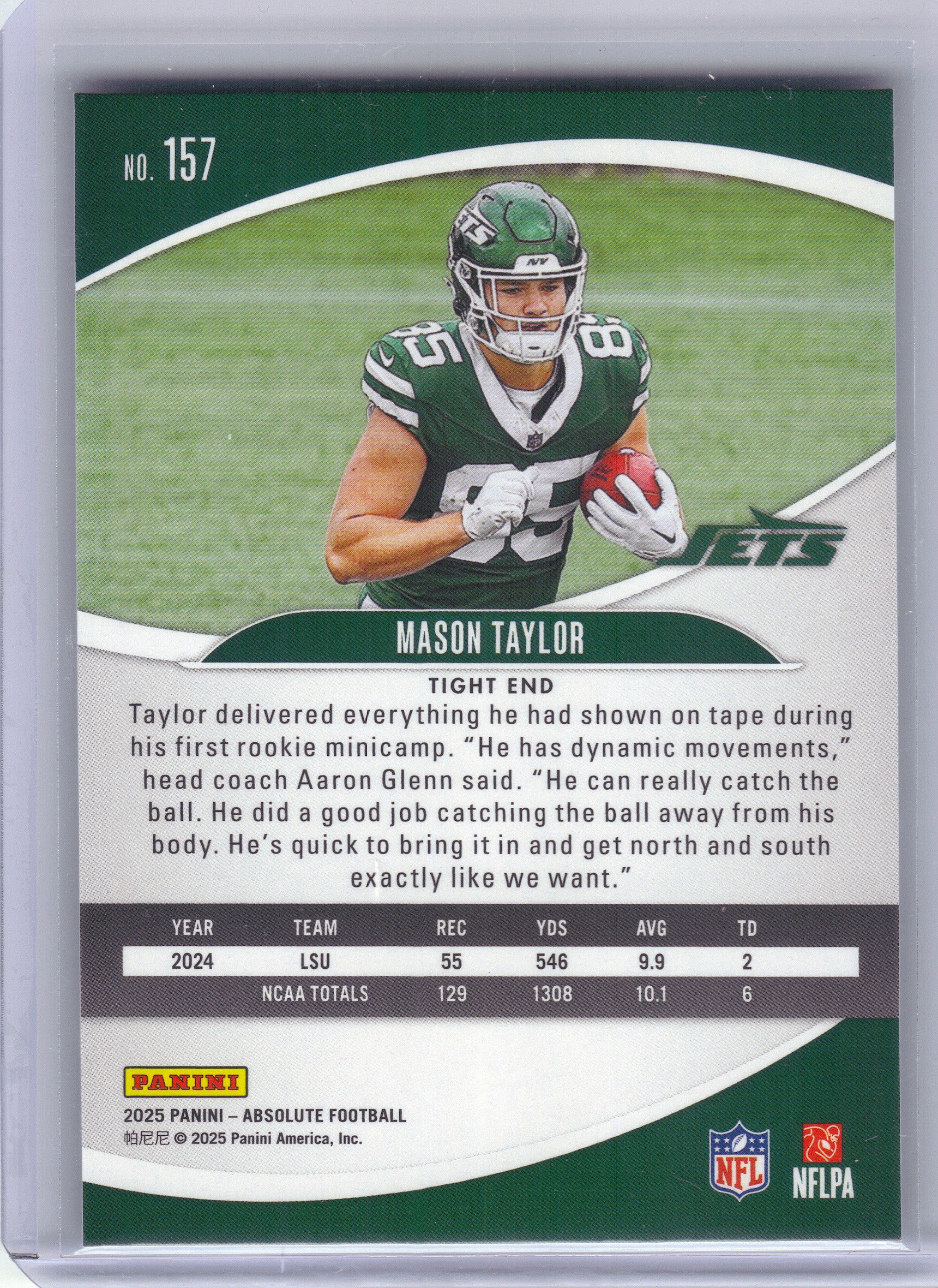 2025 Panini Absolute #157 Mason Taylor Retail New York Jets RC