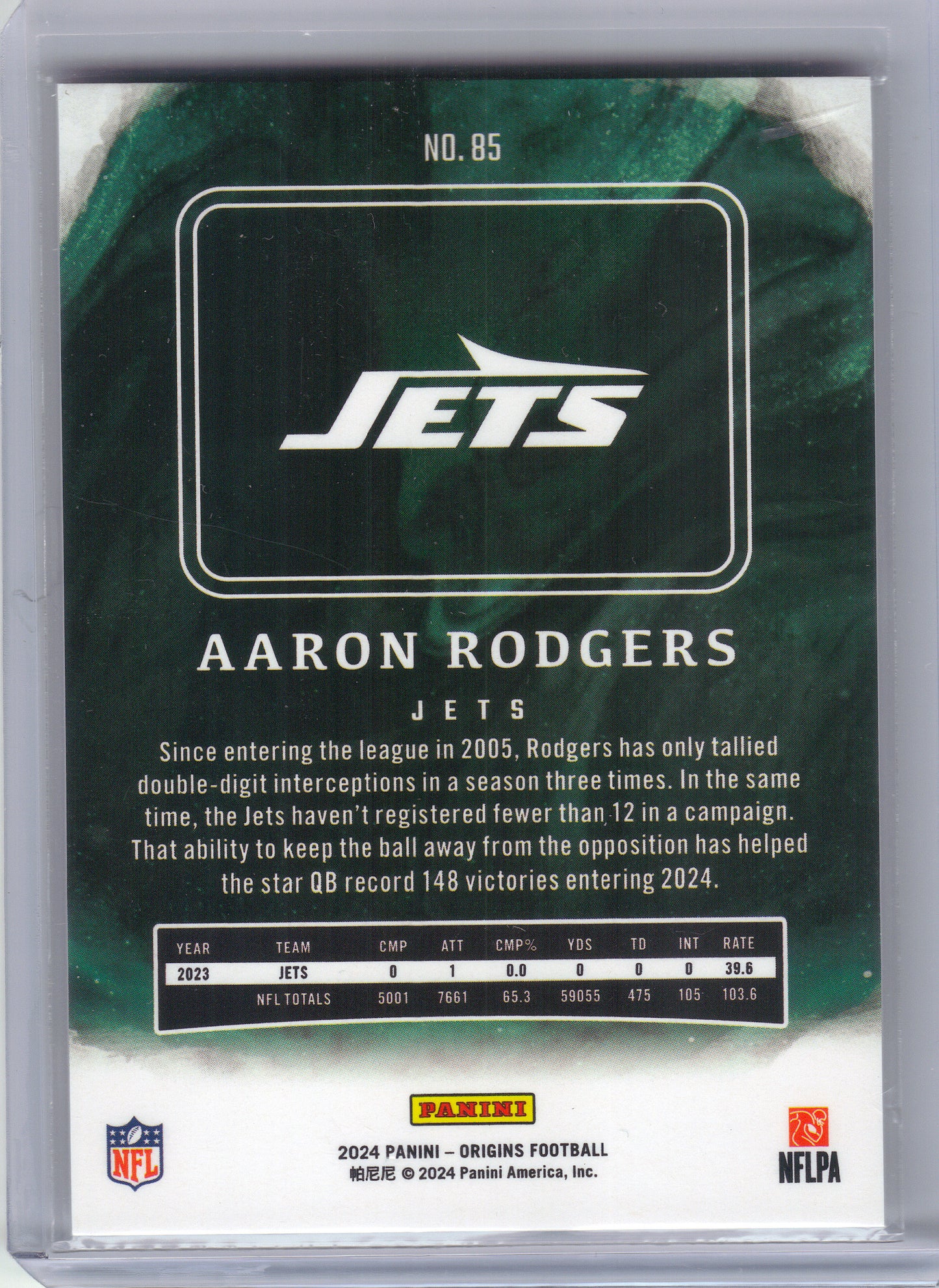 2024 Panini Origins #85 Aaron Rodgers New York Jets
