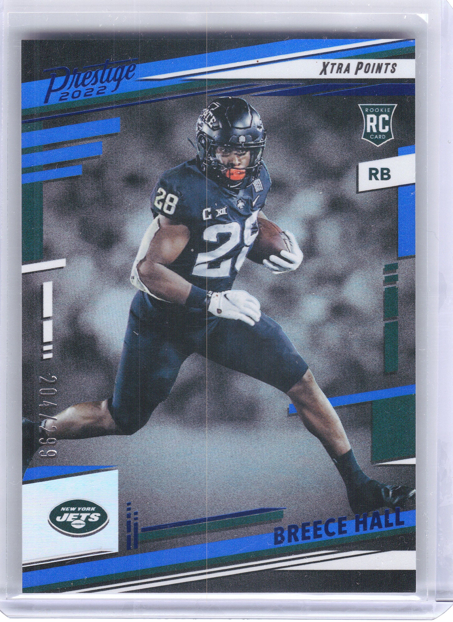 2022 Panini Prestige #313 Breece Hall Xtra Points Blue #/299 New York Jets SN,RC