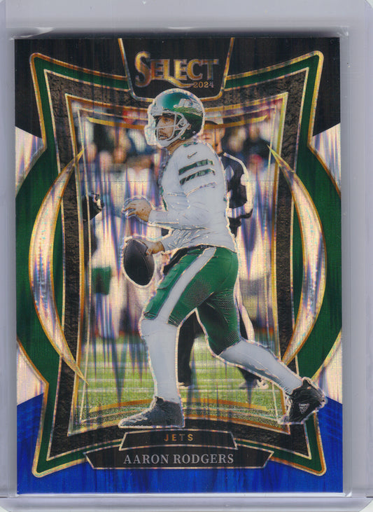 2024 Panini Select #40 Aaron Rodgers Black & Blue Prizm Shock New York Jets