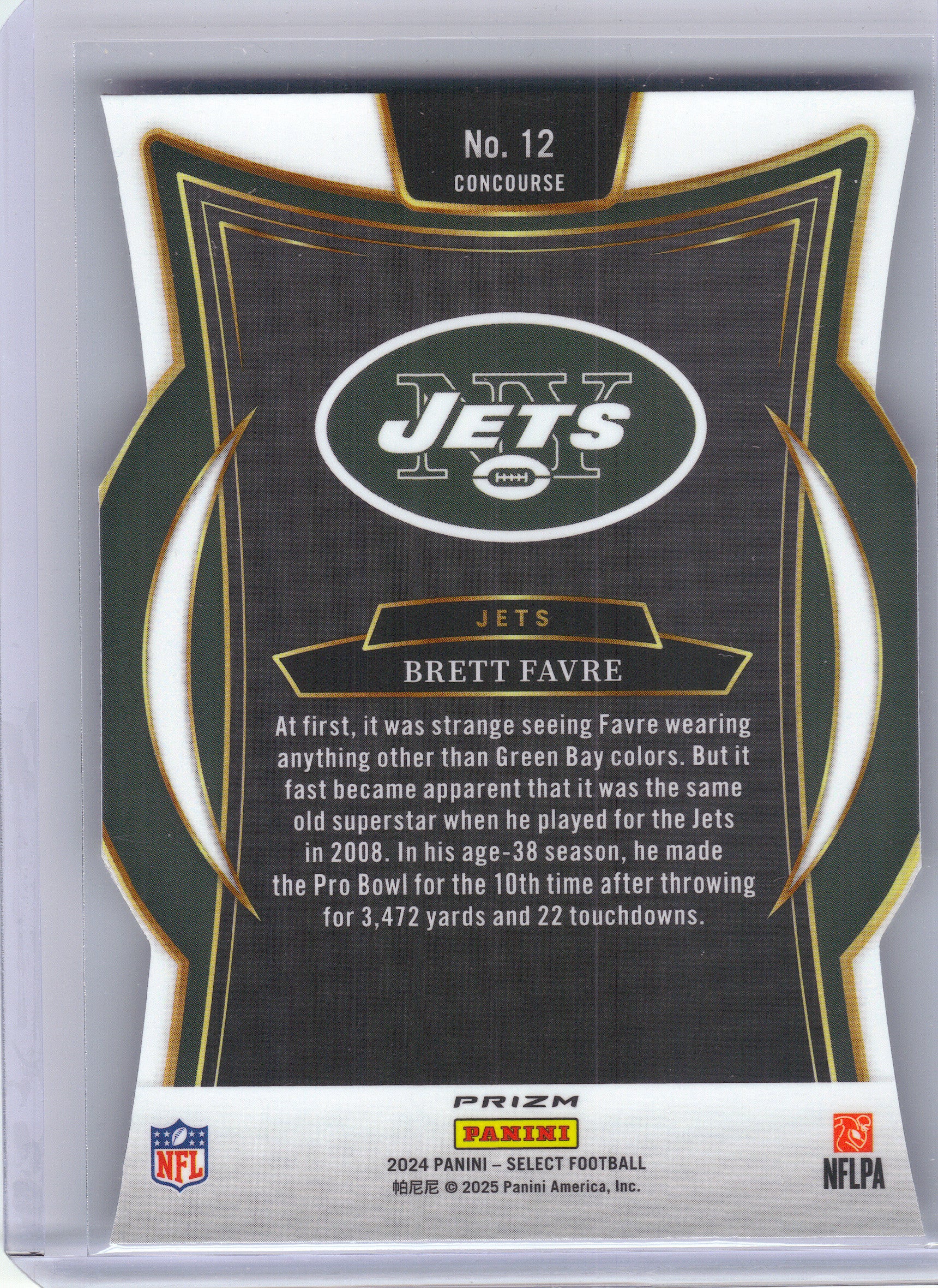 2024 Panini Select #12 Brett Favre Silver Prizm Die Cut New York Jets