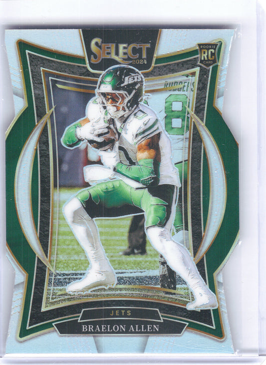2024 Panini Select #10 Braelon Allen Silver Prizm Die Cut New York Jets RC