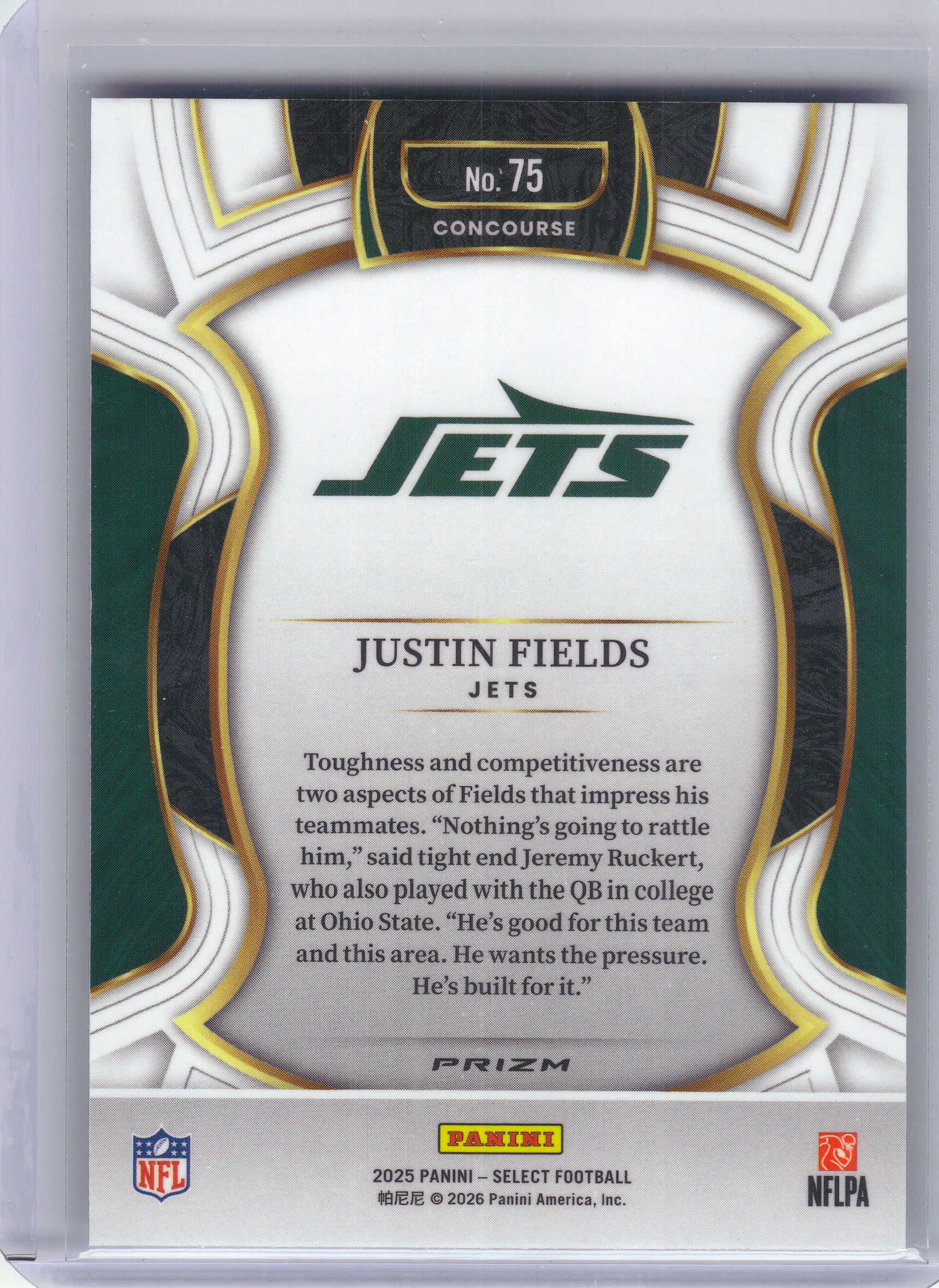 2025 Panini Select #75 Justin Fields Silver Prizm New York Jets