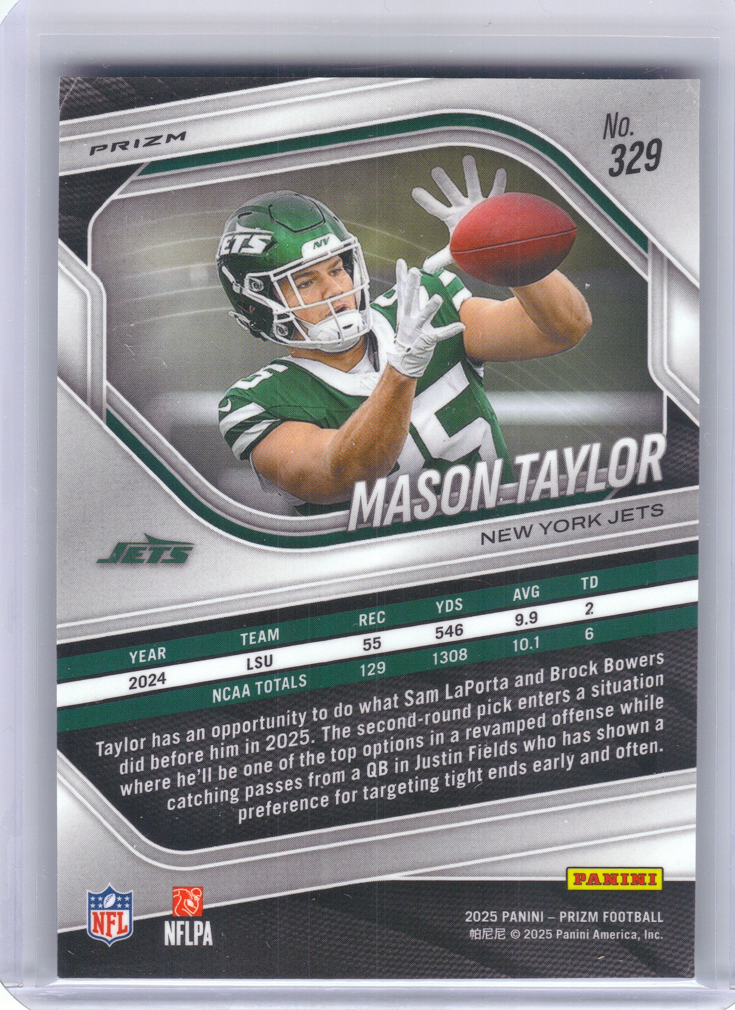 2025 Panini Prizm #329 Mason Taylor Green Flash New York Jets