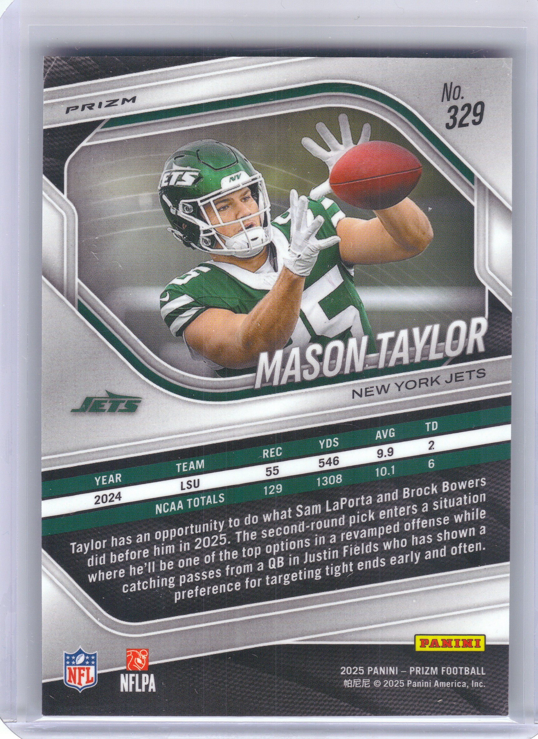 2025 Panini Prizm #329 Mason Taylor Green Flash New York Jets
