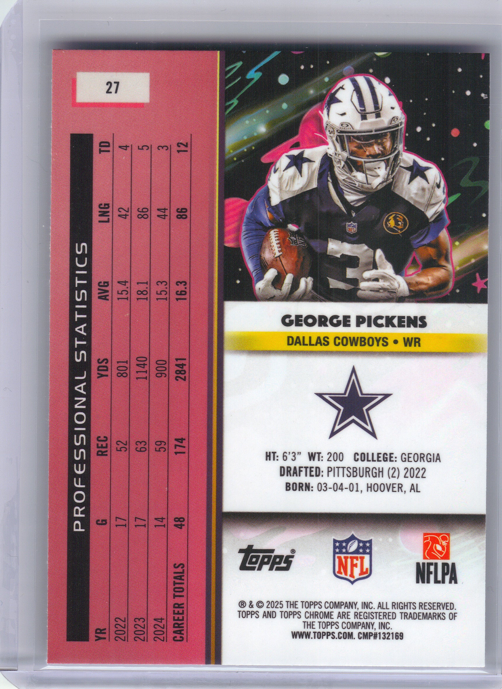 2025 Topps Chrome Cosmic #27 George Pickens Dallas Cowboys