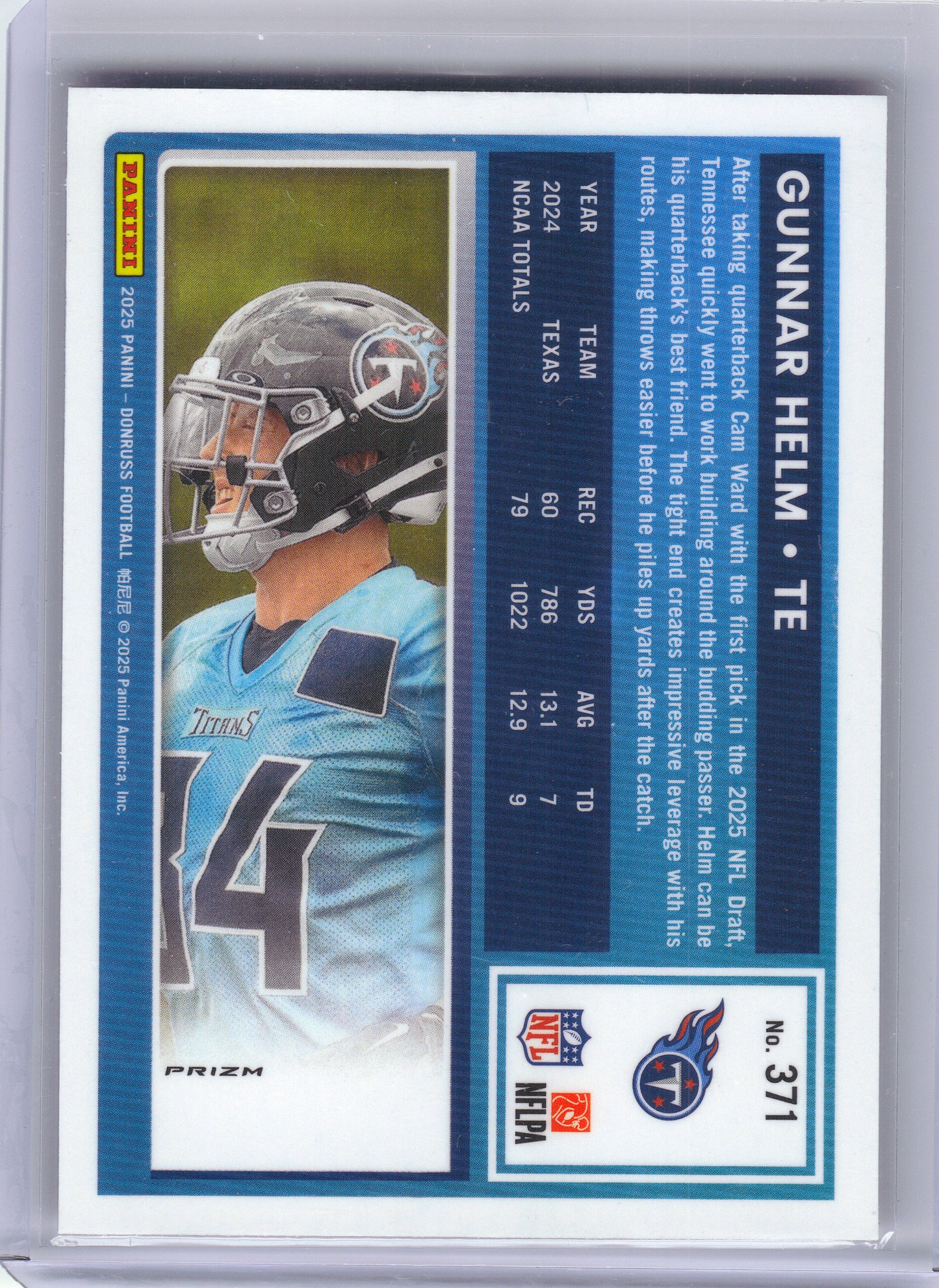 2025 Donruss Optic #294 Gunnar Helm Pink Tennessee Titans RC
