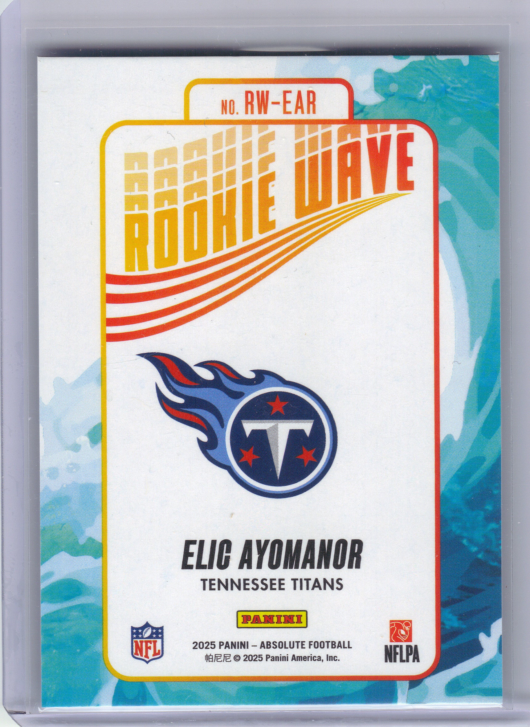 2025 Panini Absolute #RW-EAR Elic Ayomanor Rookie Wave Tennessee Titans