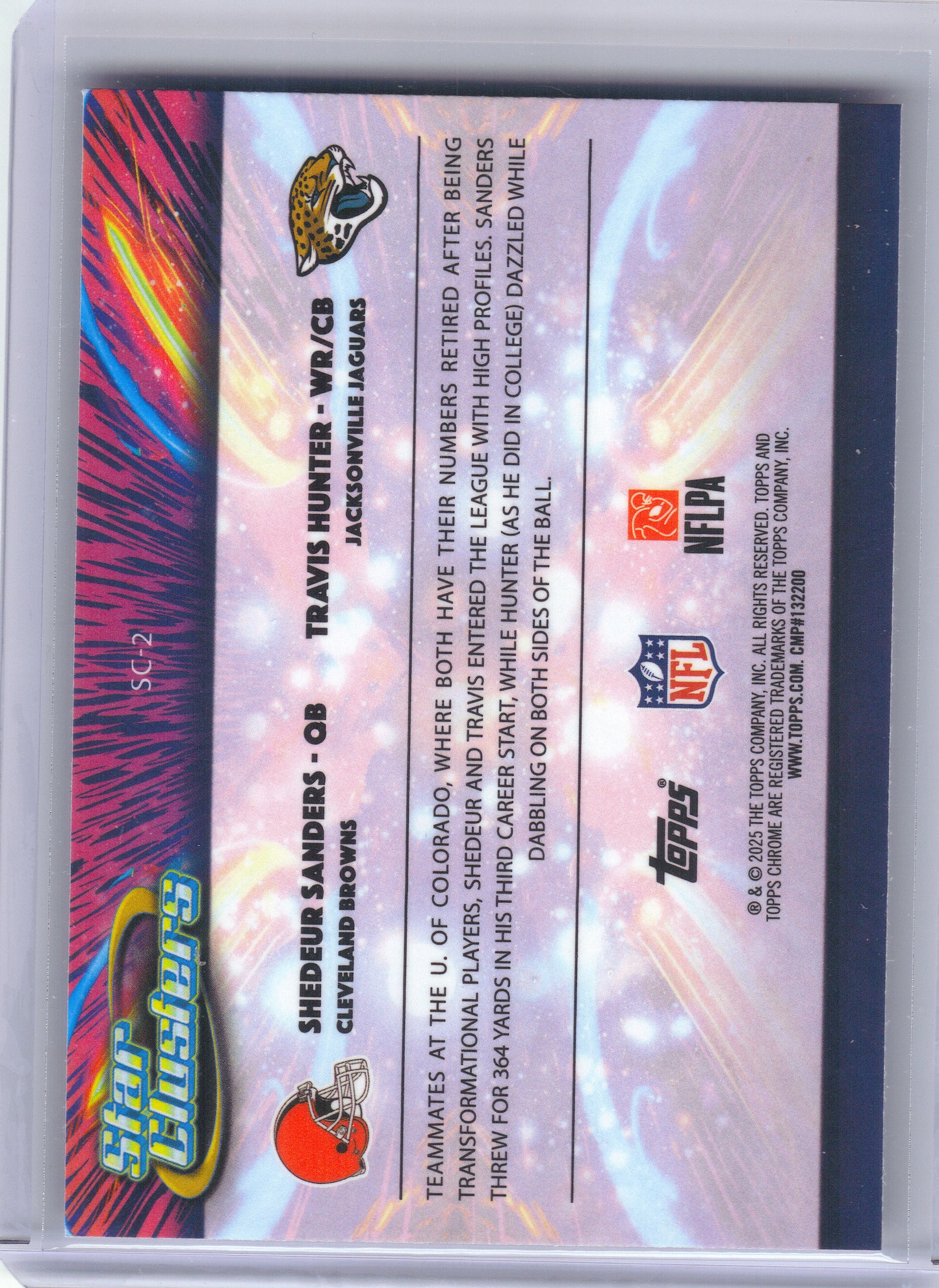 2025 Topps Chrome Cosmic #SC-2 Travis Hunter / Shedeur Sanders Star Clusters