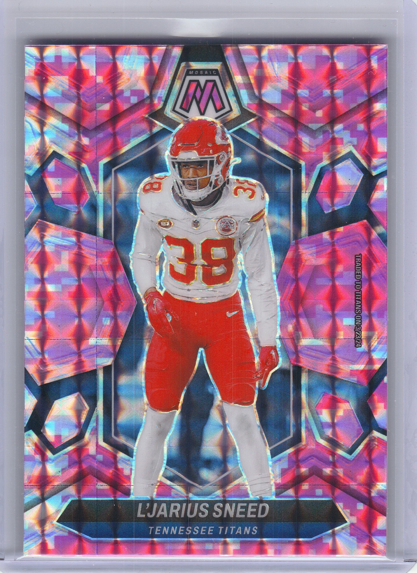 2024 Panini Mosaic #217 L'Jarius Sneed Mosaic Camo Pink Tennessee Titans