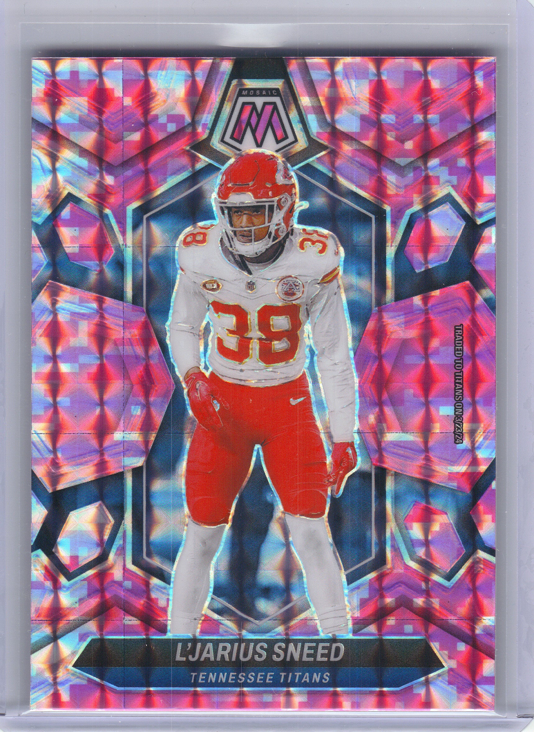 2024 Panini Mosaic #217 L'Jarius Sneed Mosaic Camo Pink Tennessee Titans