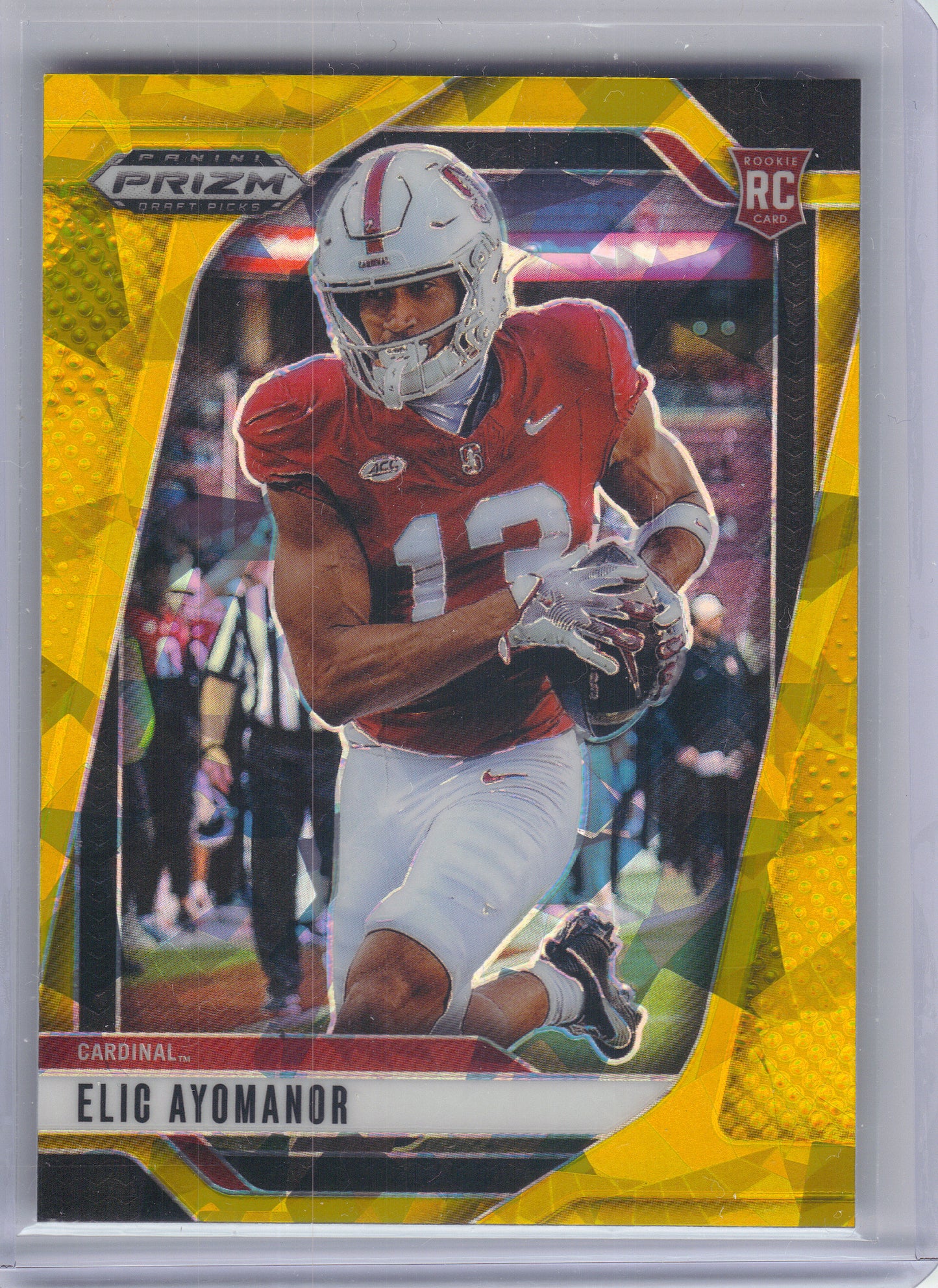 2025 Panini Prizm Draft Picks #115 Elic Ayomanor Prizms Gold Ice Stanford Cardinal