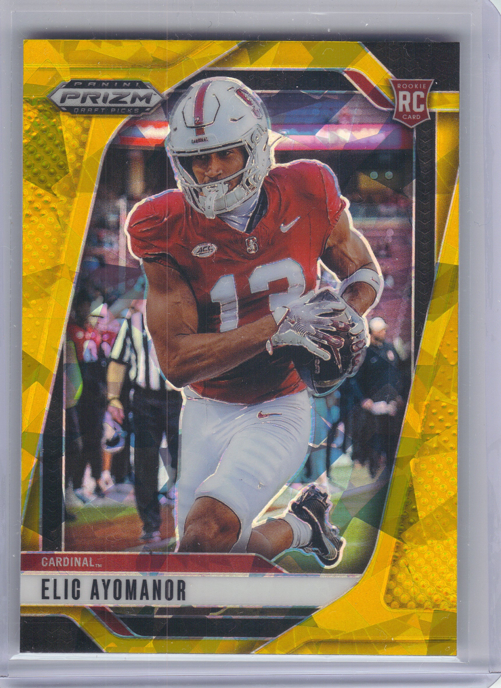 2025 Panini Prizm Draft Picks #115 Elic Ayomanor Prizms Gold Ice Stanford Cardinal