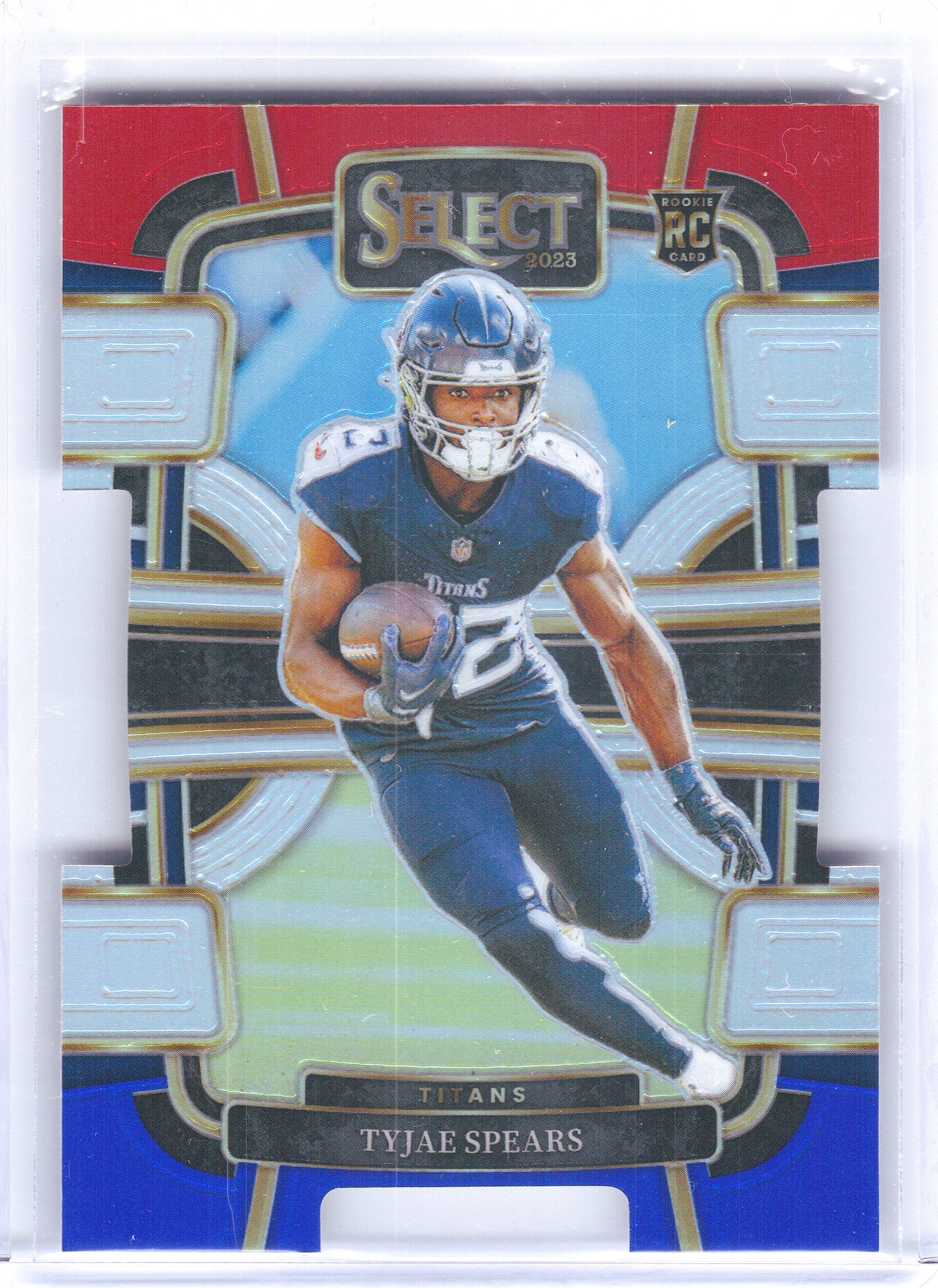 2023 Panini Select #97 Tyjae Spears Red and Blue Prizms Die Cuts Tennessee Titans RC