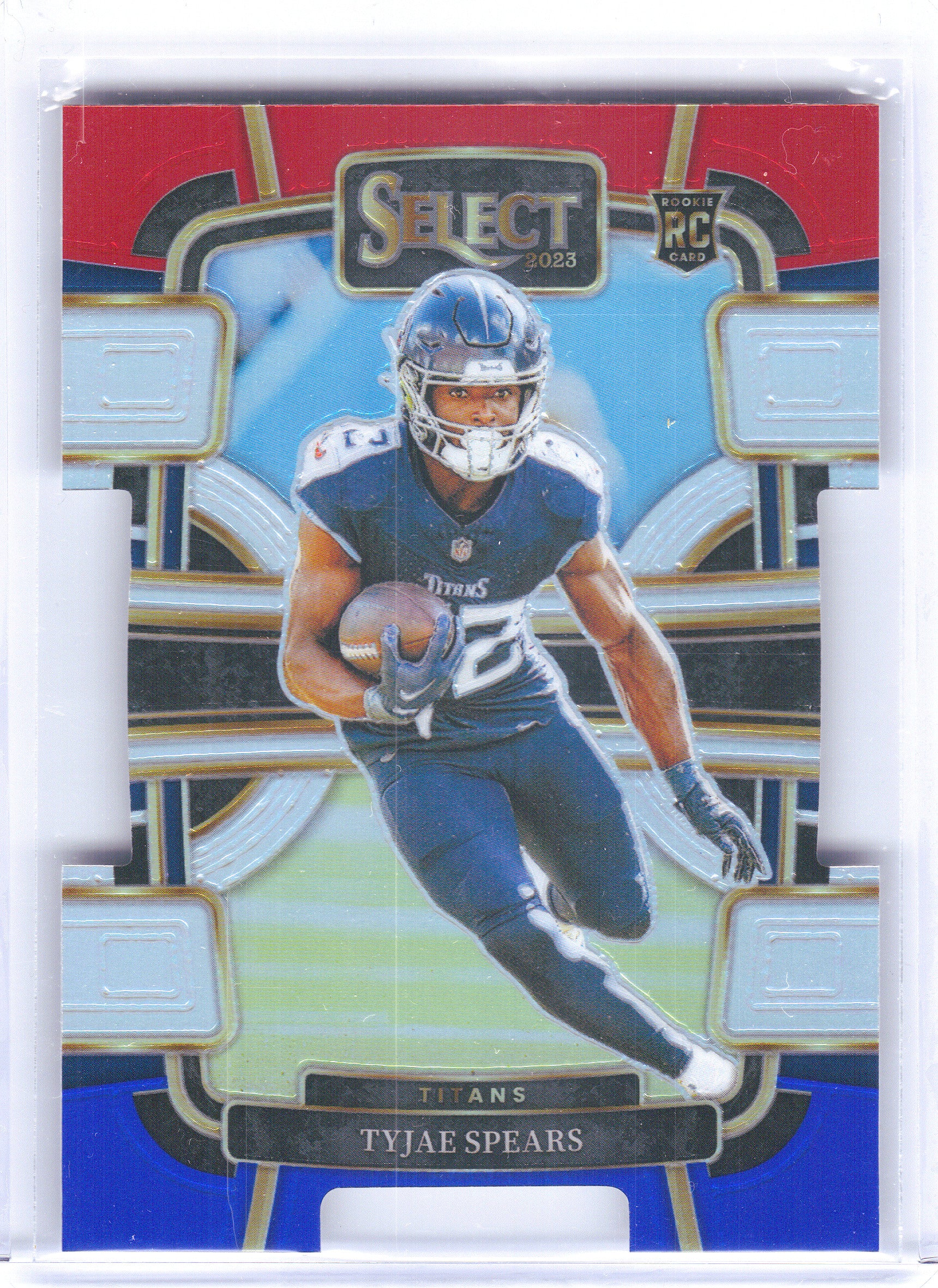 2023 Panini Select #97 Tyjae Spears Red and Blue Prizms Die Cuts Tennessee Titans RC