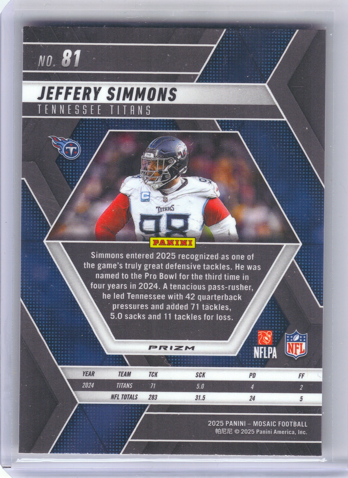 2025 Panini Mosaic #81 Jeffery Simmons Mosaic Red Tennessee Titans