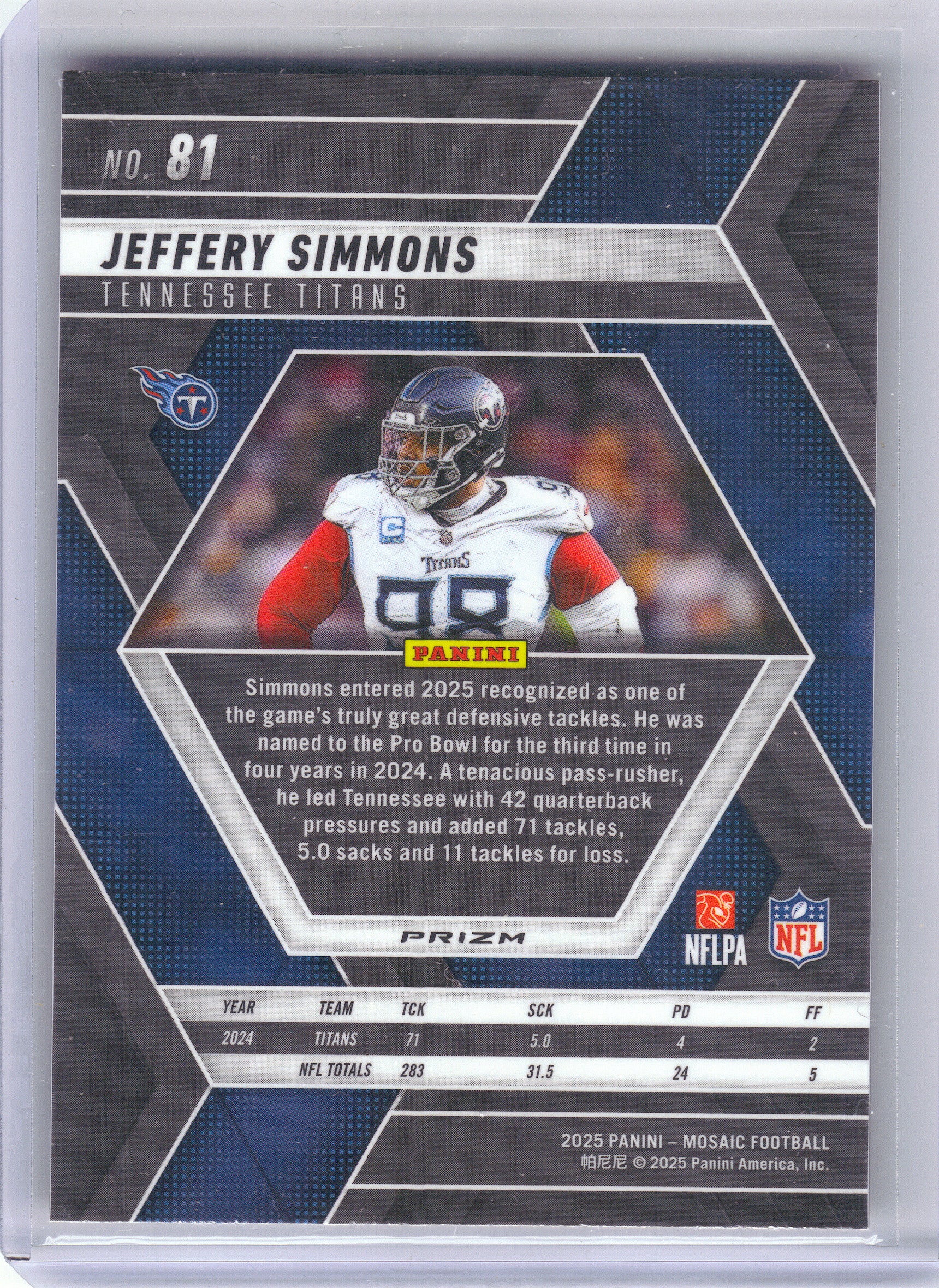 2025 Panini Mosaic #81 Jeffery Simmons Mosaic Red Tennessee Titans