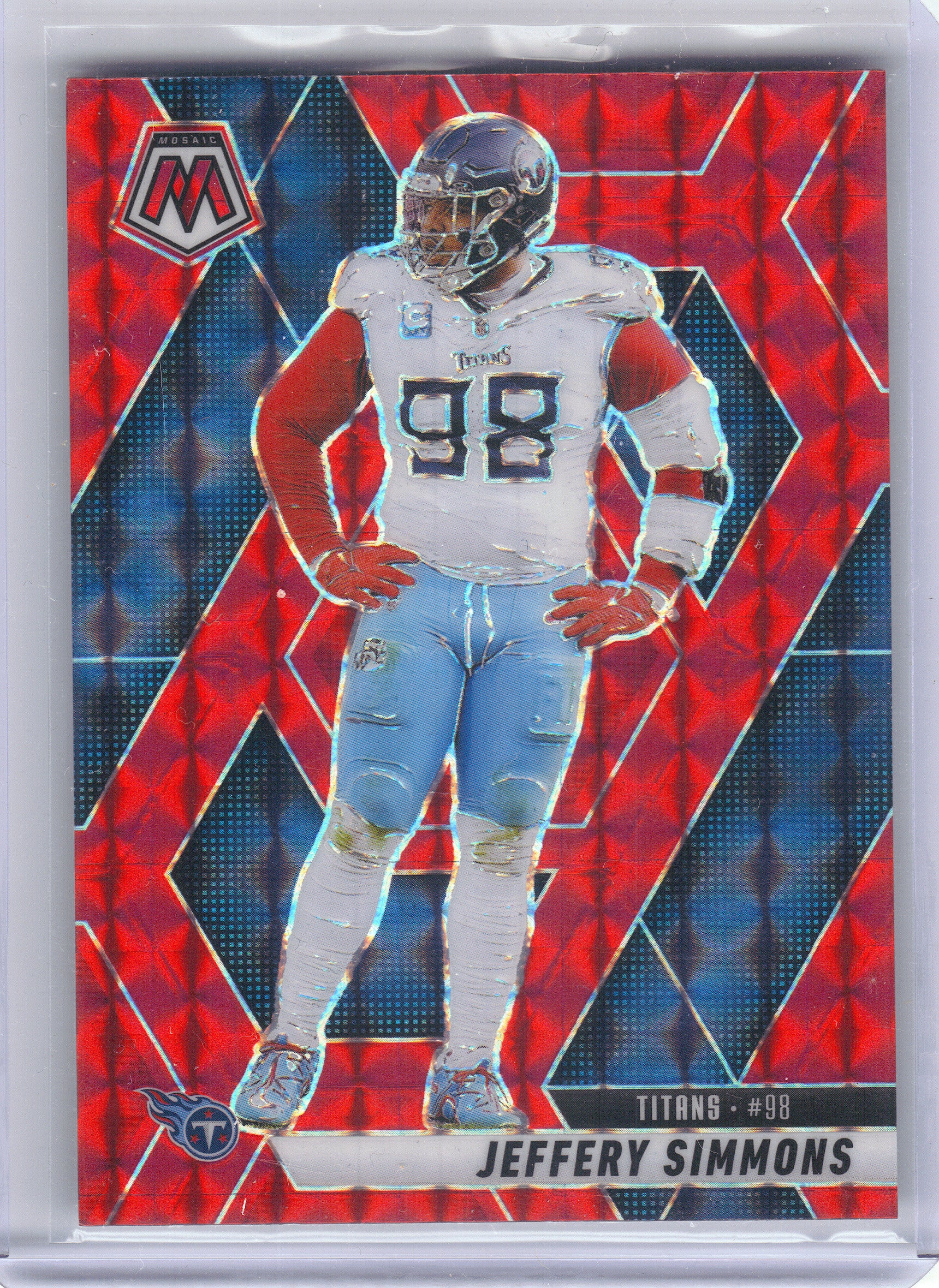 2025 Panini Mosaic #81 Jeffery Simmons Mosaic Red Tennessee Titans