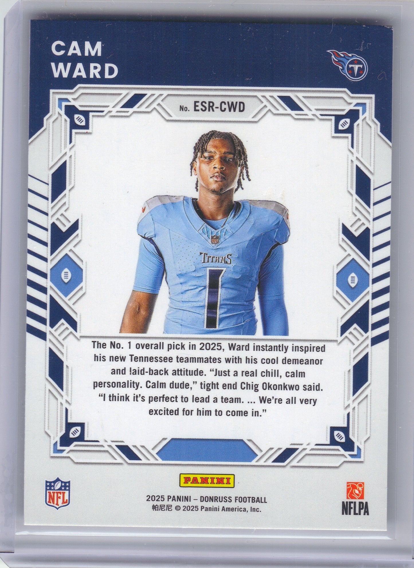 2025 Donruss #ESR-CWD Cam Ward The Elite Series Rookies Tennessee Titans