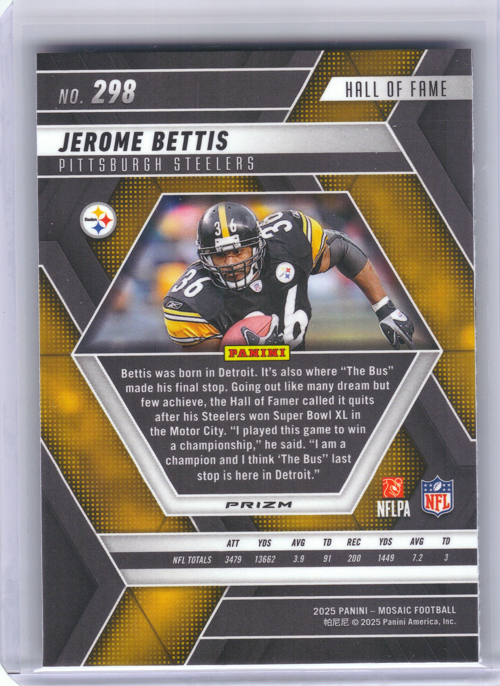 2025 Panini Mosaic #298 Jerome Bettis Mosaic Pittsburgh Steelers