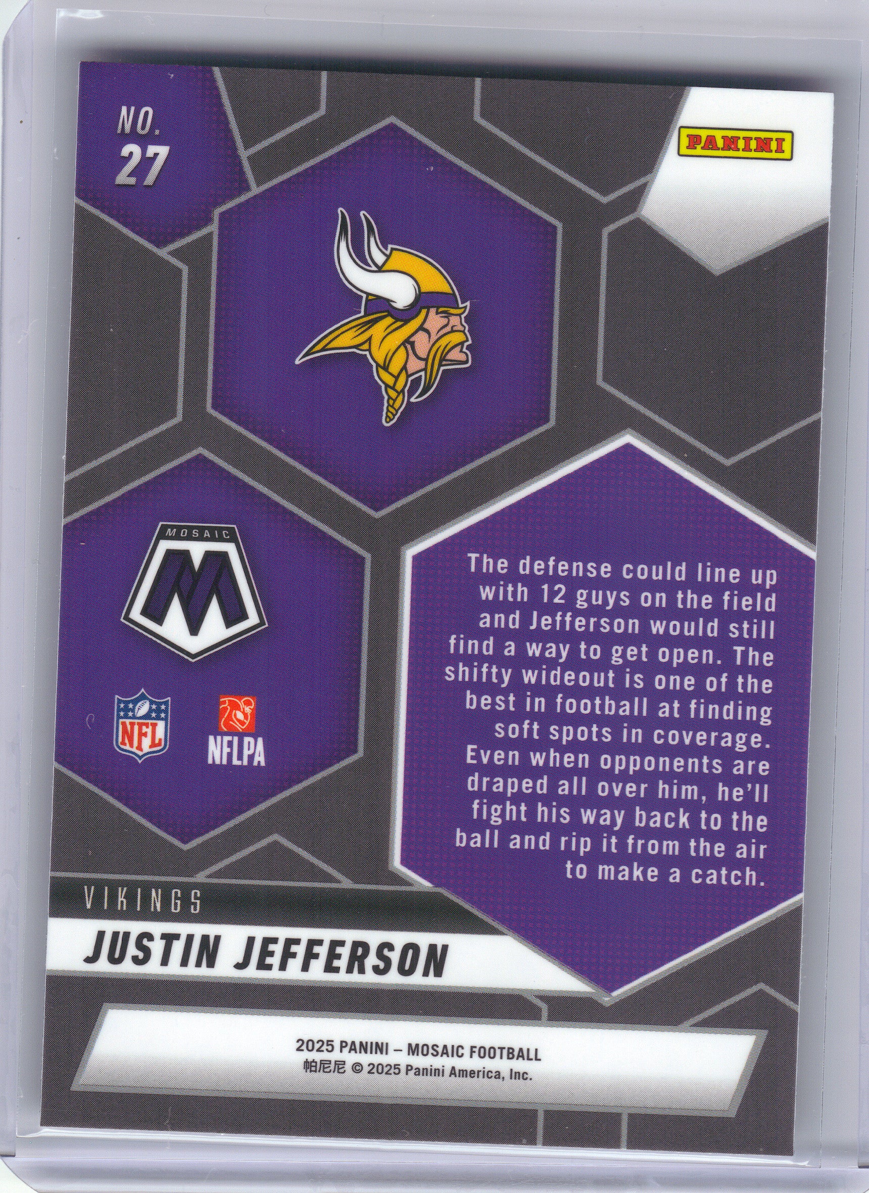 2025 Panini Mosaic #27 Justin Jefferson Montage Minnesota Vikings