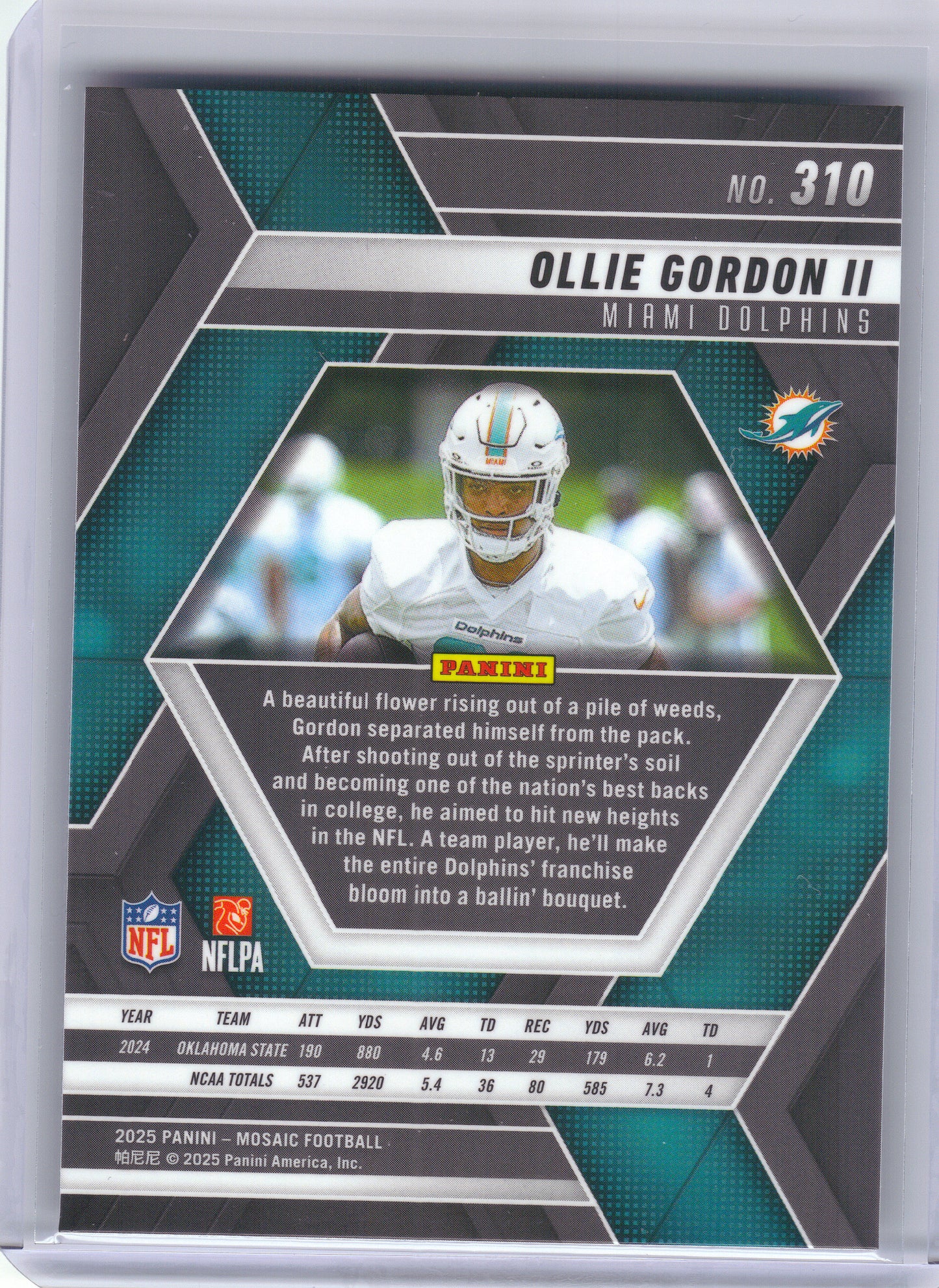 2025 Panini Mosaic #310 Ollie Gordon II Miami Dolphins RC
