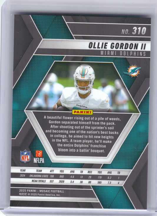 2025 Panini Mosaic #310 Ollie Gordon II Miami Dolphins RC