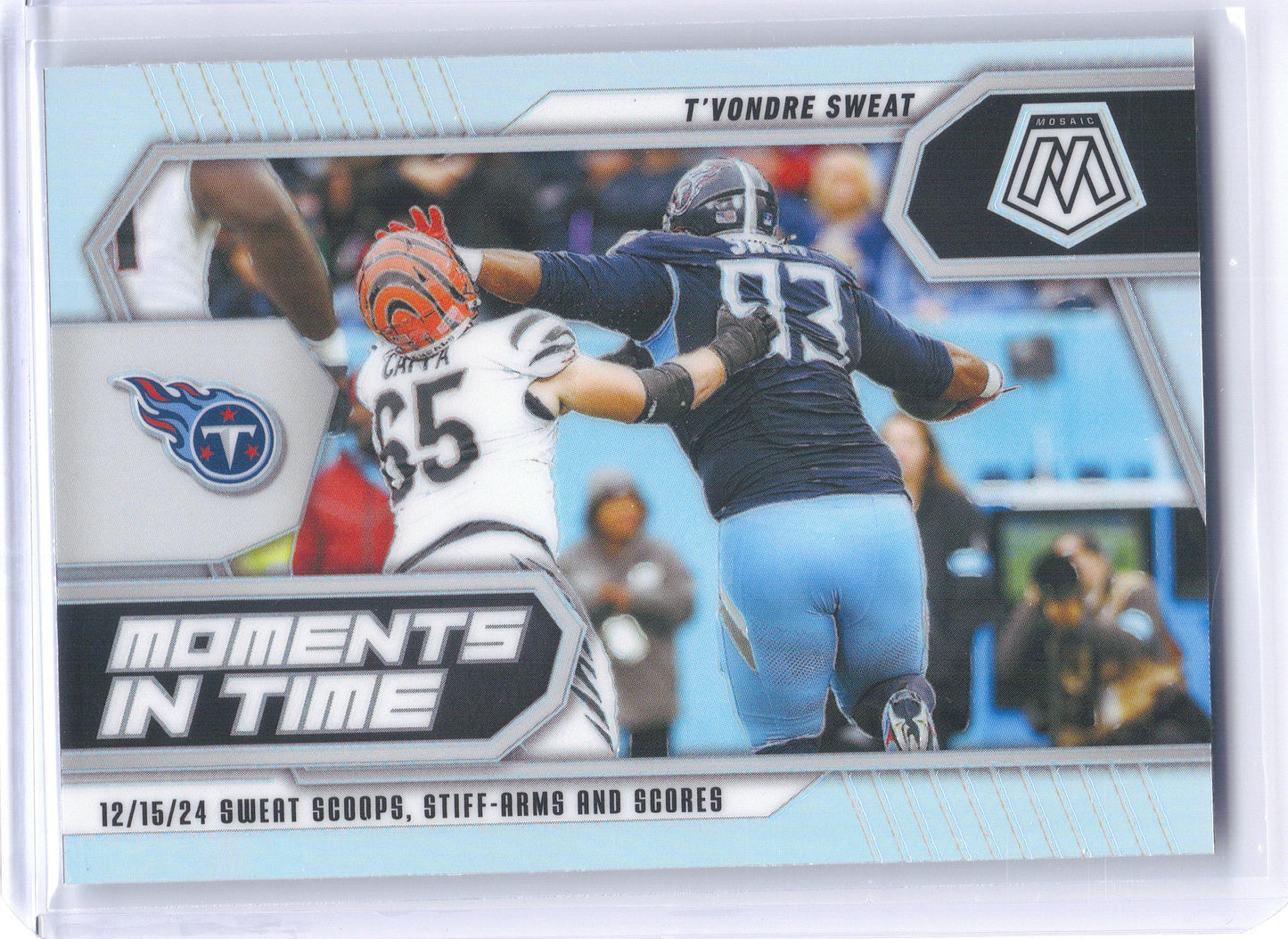 2025 Panini Mosaic #4 T’Vondre Sweat Moments In Time Silver Tennessee Titans