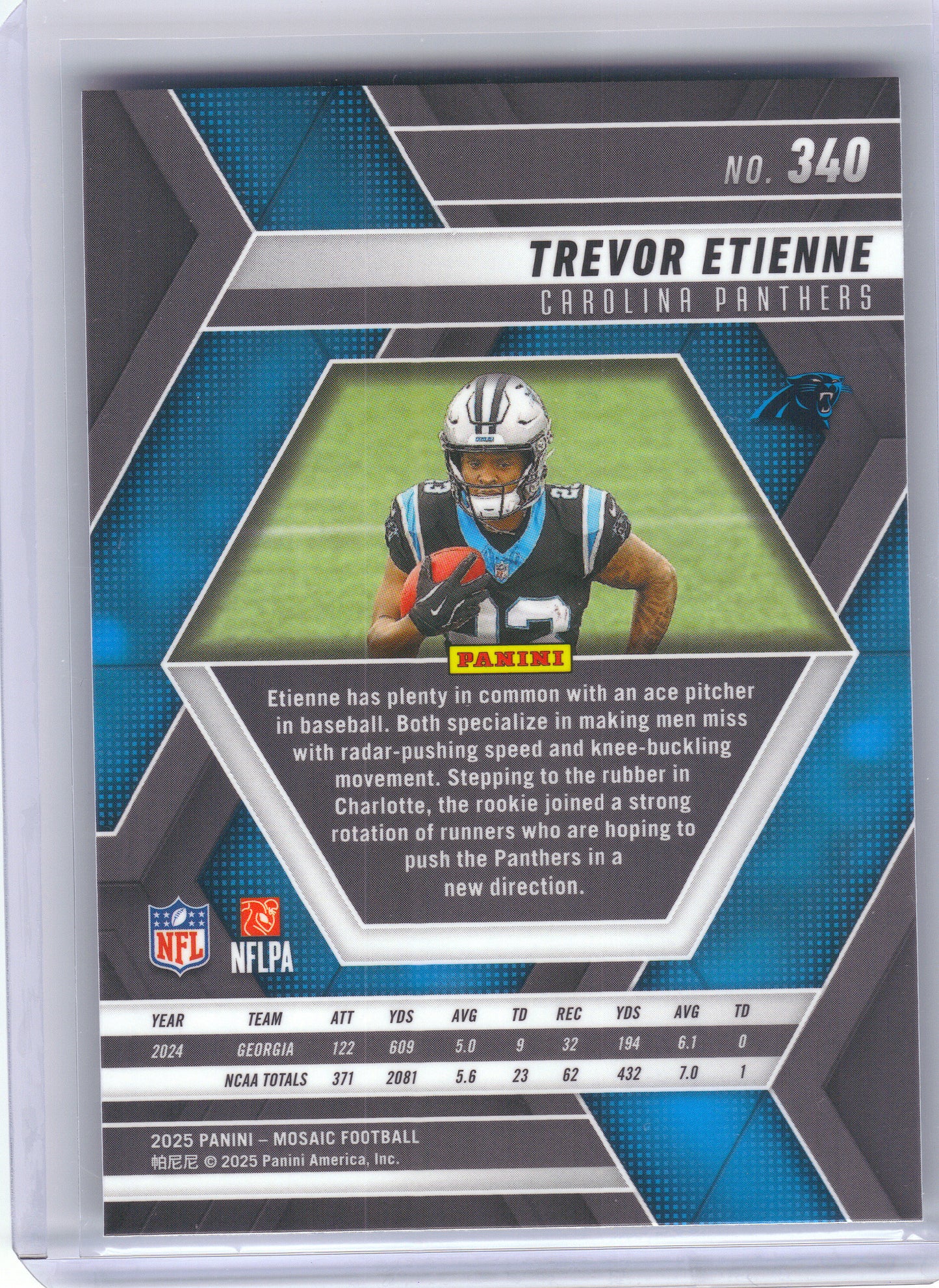 2025 Panini Mosaic #340 Trevor Etienne Carolina Panthers RC