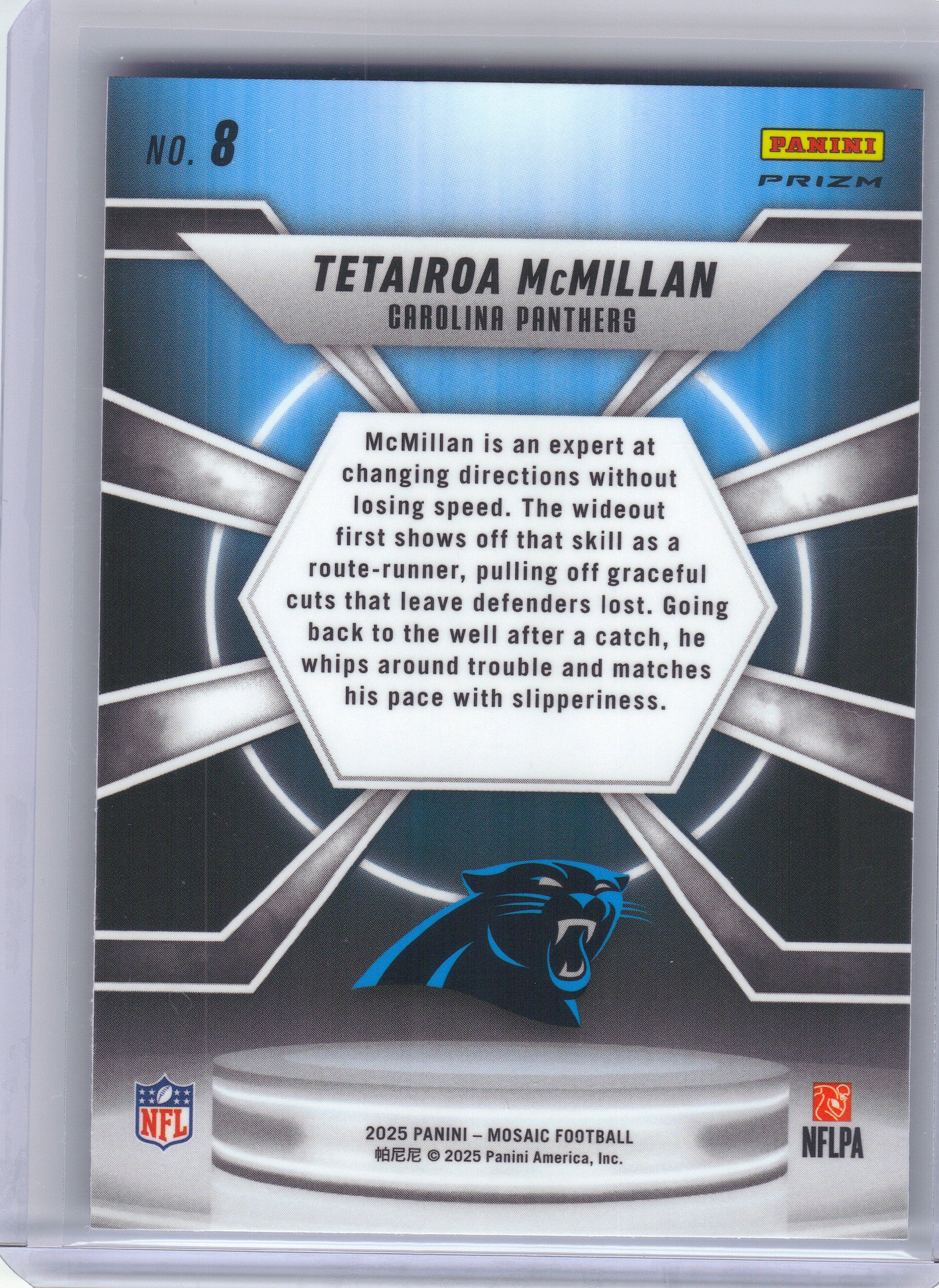 2025 Panini Mosaic #8 Tetairoa McMillan Center Stage Mosaic Silver Carolina Panthers