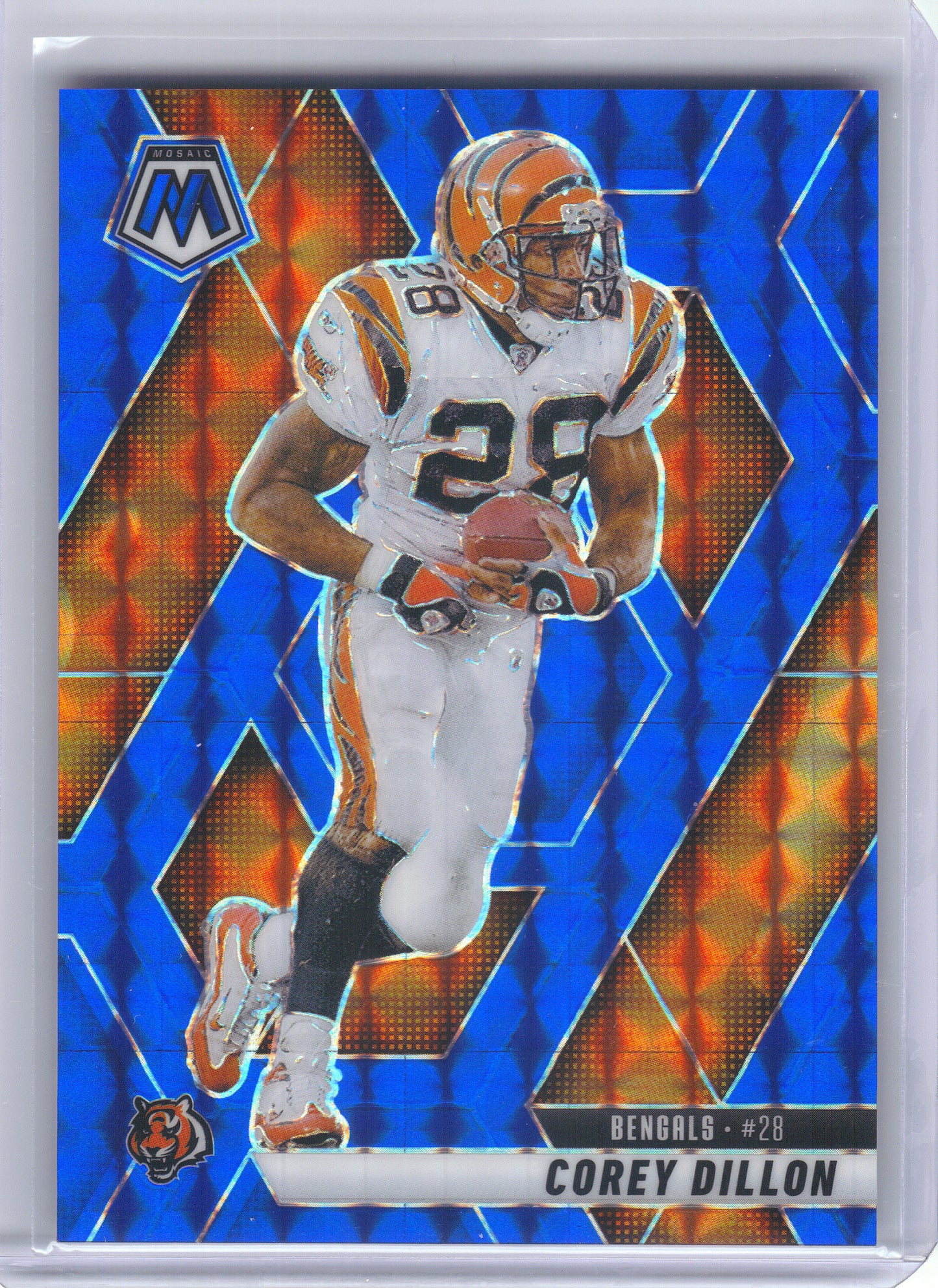 2025 Panini Mosaic #158 Corey Dillon Mosaic Blue #/99 Cincinnati Bengals SN